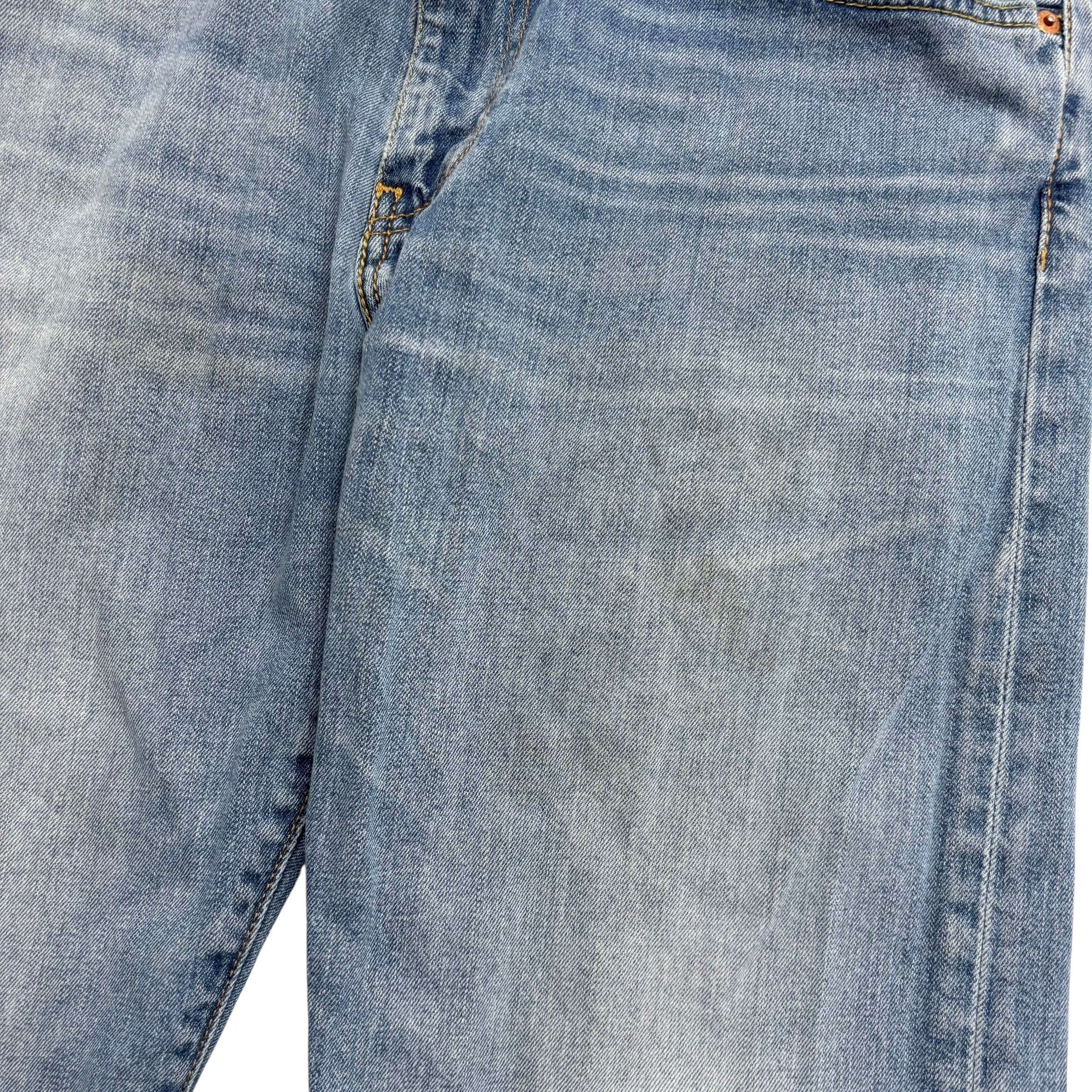 Levis 504 Jeans W34 L32 Mens Mid Blue Regular Straight Fit Stretch Denim (F)