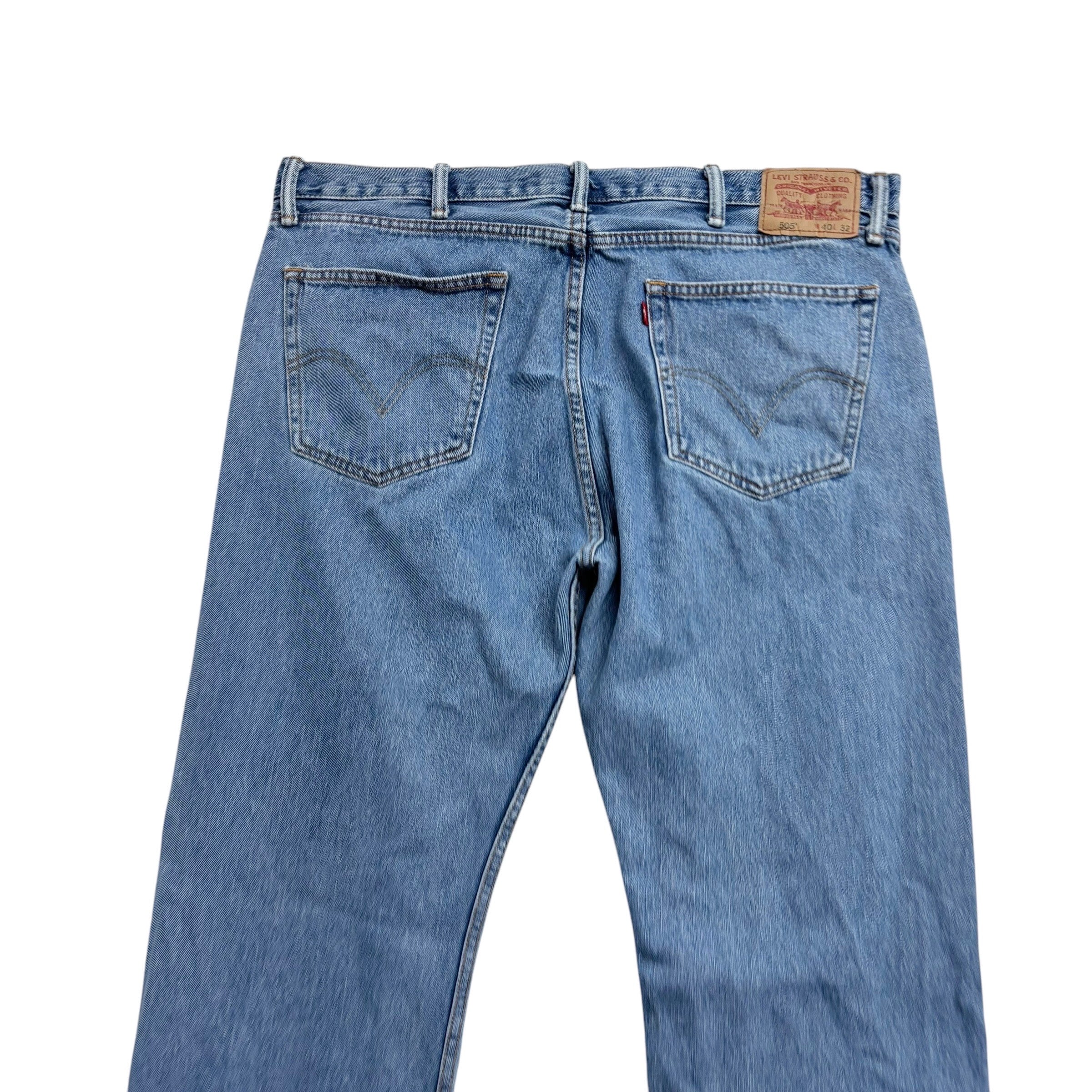 Levis 505 Jeans W40 L32 Mens Light Blue Regular Straight Fit Vintage Denim (E)