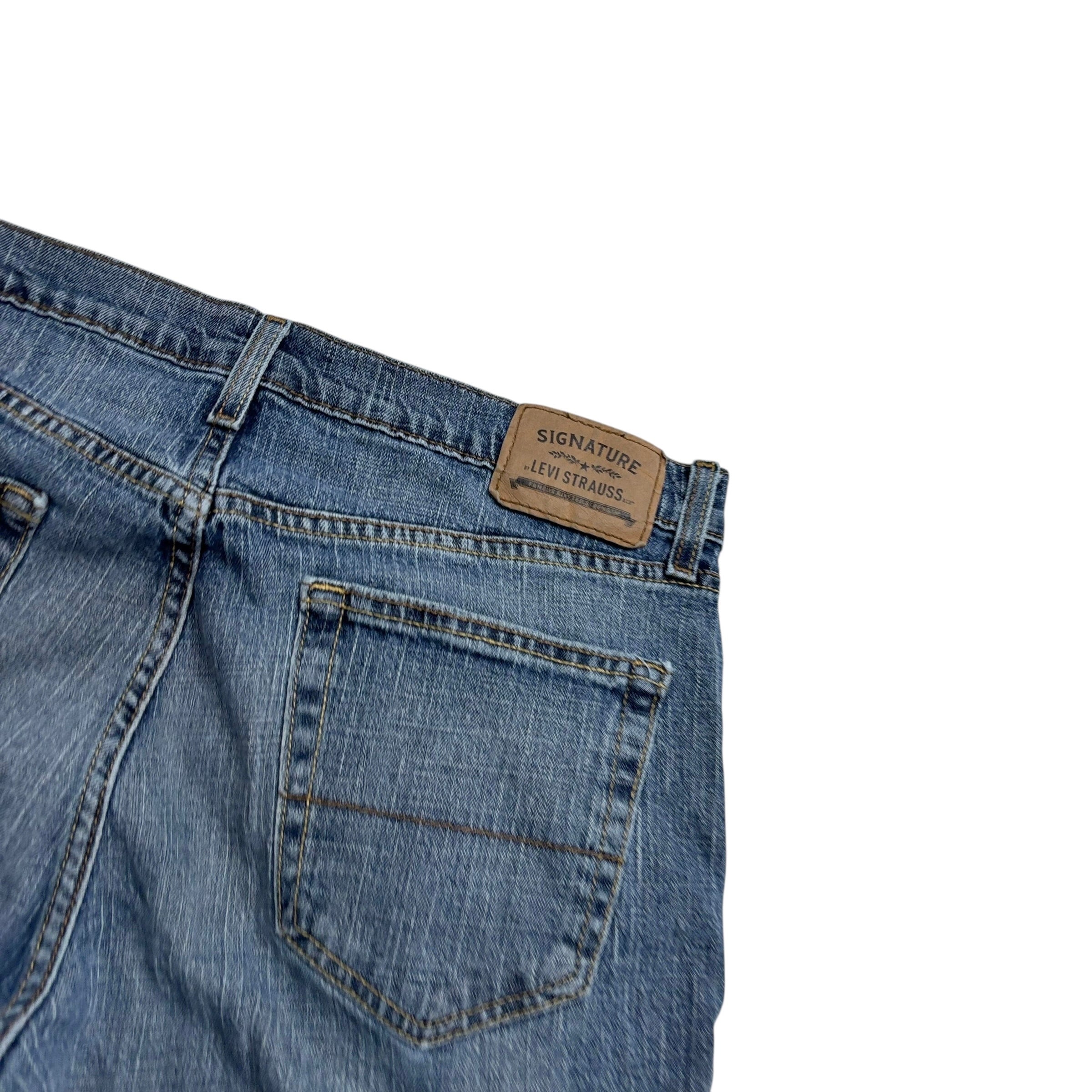 Levis Signature Jeans W36 L32 Mens Mid Blue Relaxed Straight Stretch Denim (F)
