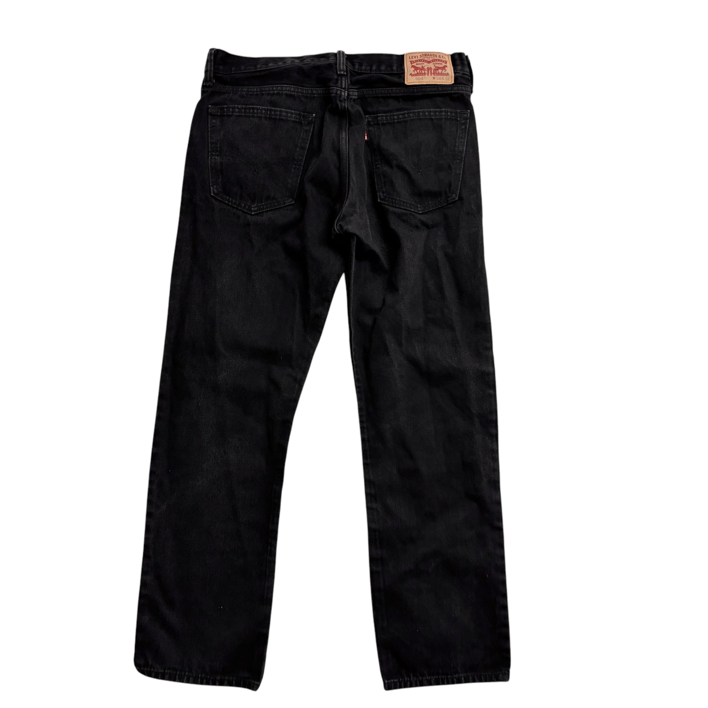 Levis 504 Jeans W36 L31 Mens Black Regular Straight Fit Denim (E)