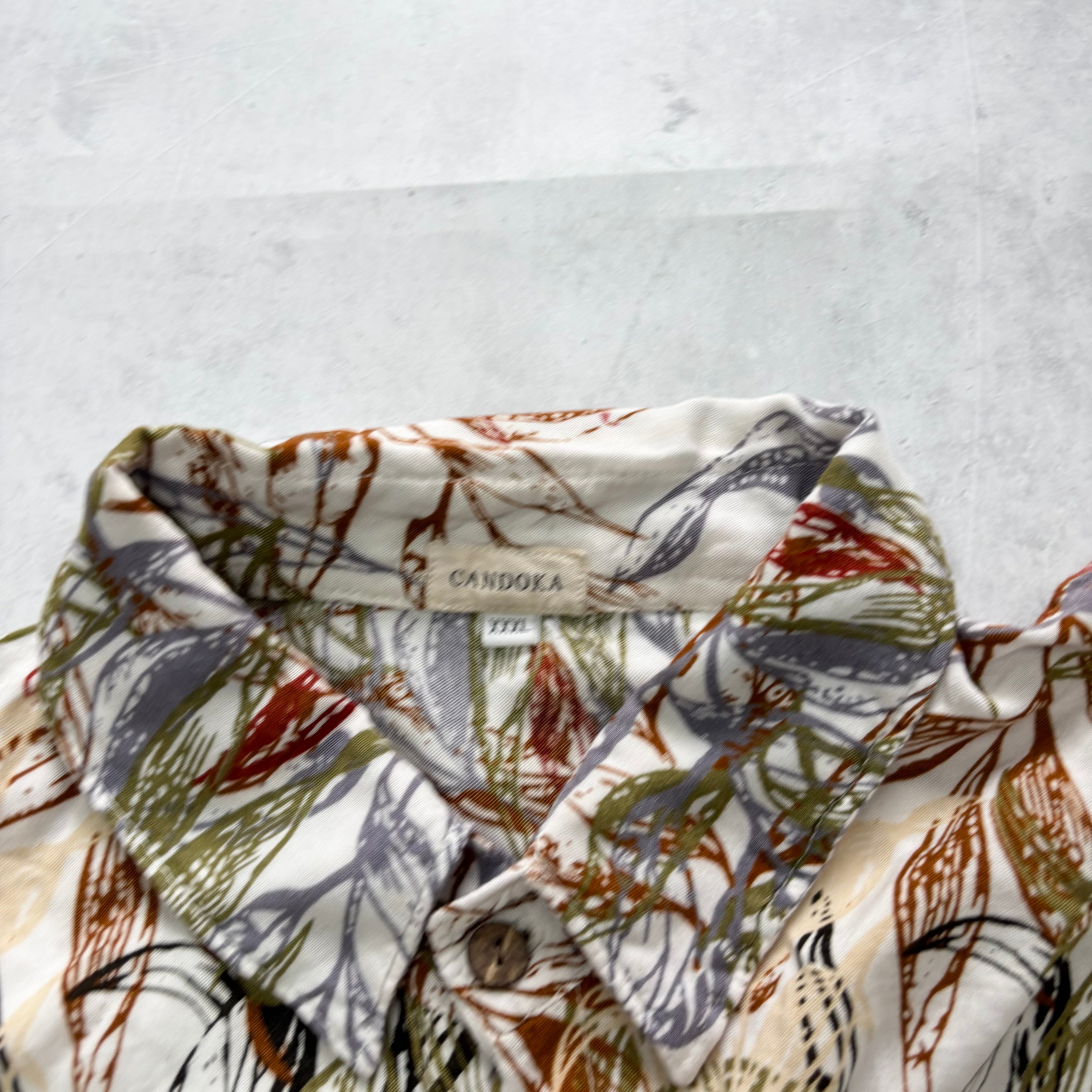 Vintage Hawaiian Shirt Mens Large White Aloha Floral Short Sleeve Rayon (E)