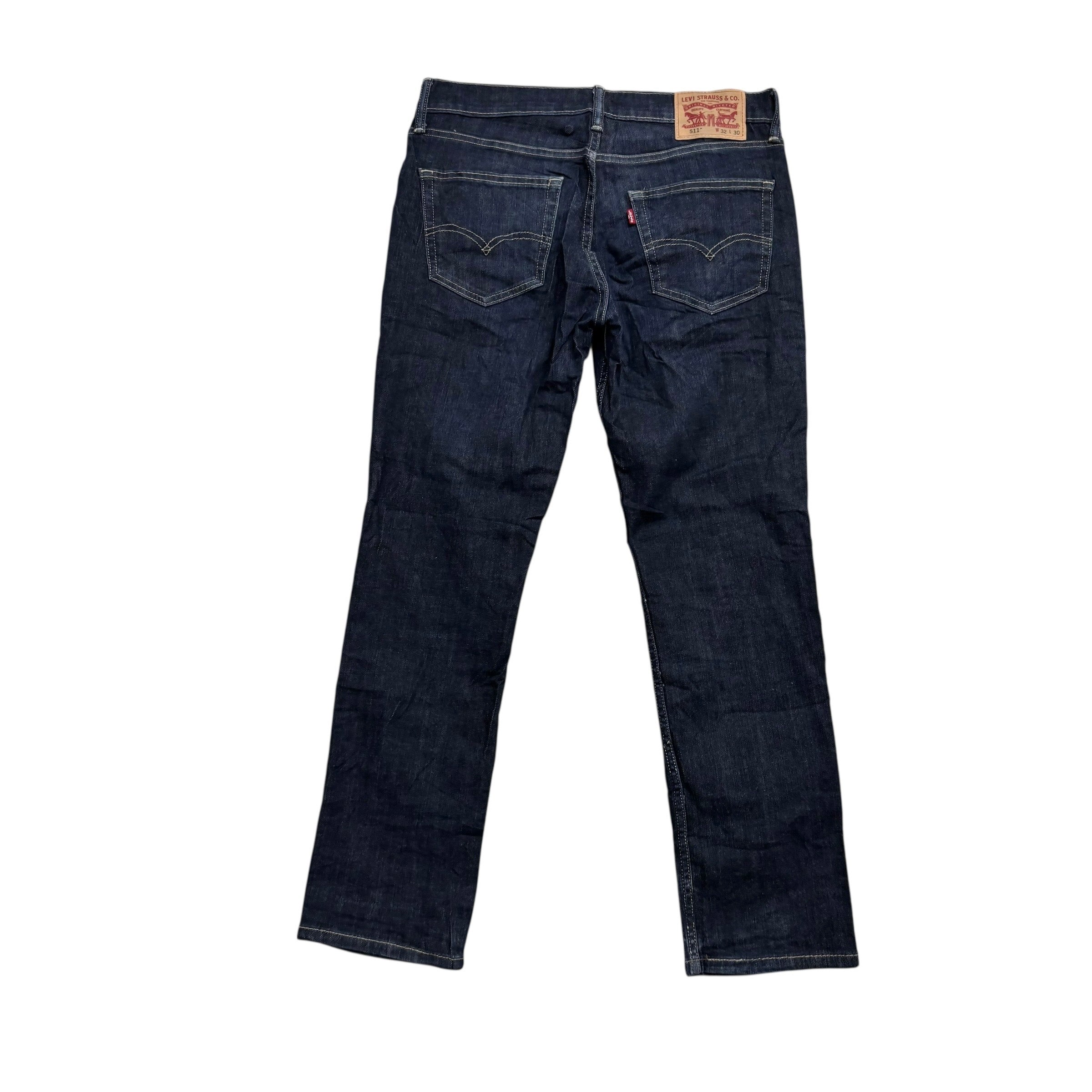 Levis 511 Jeans W32 L30 Mens Dark Blue Slim Fit Stretch Denim (E)