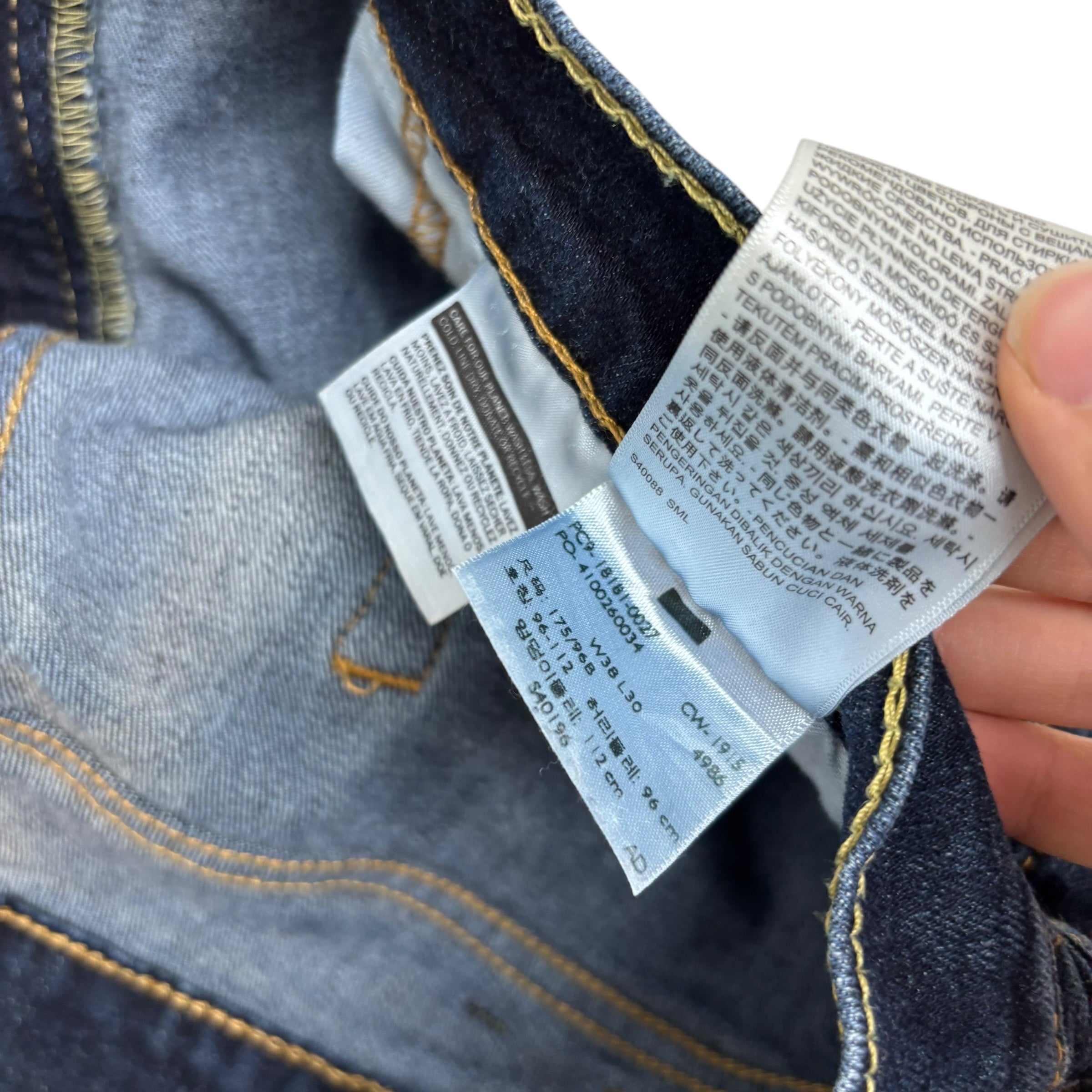 Levis 541 Jeans W38 L27 Mens Dark Blue Athletic Tapered Fit Stretch Denim