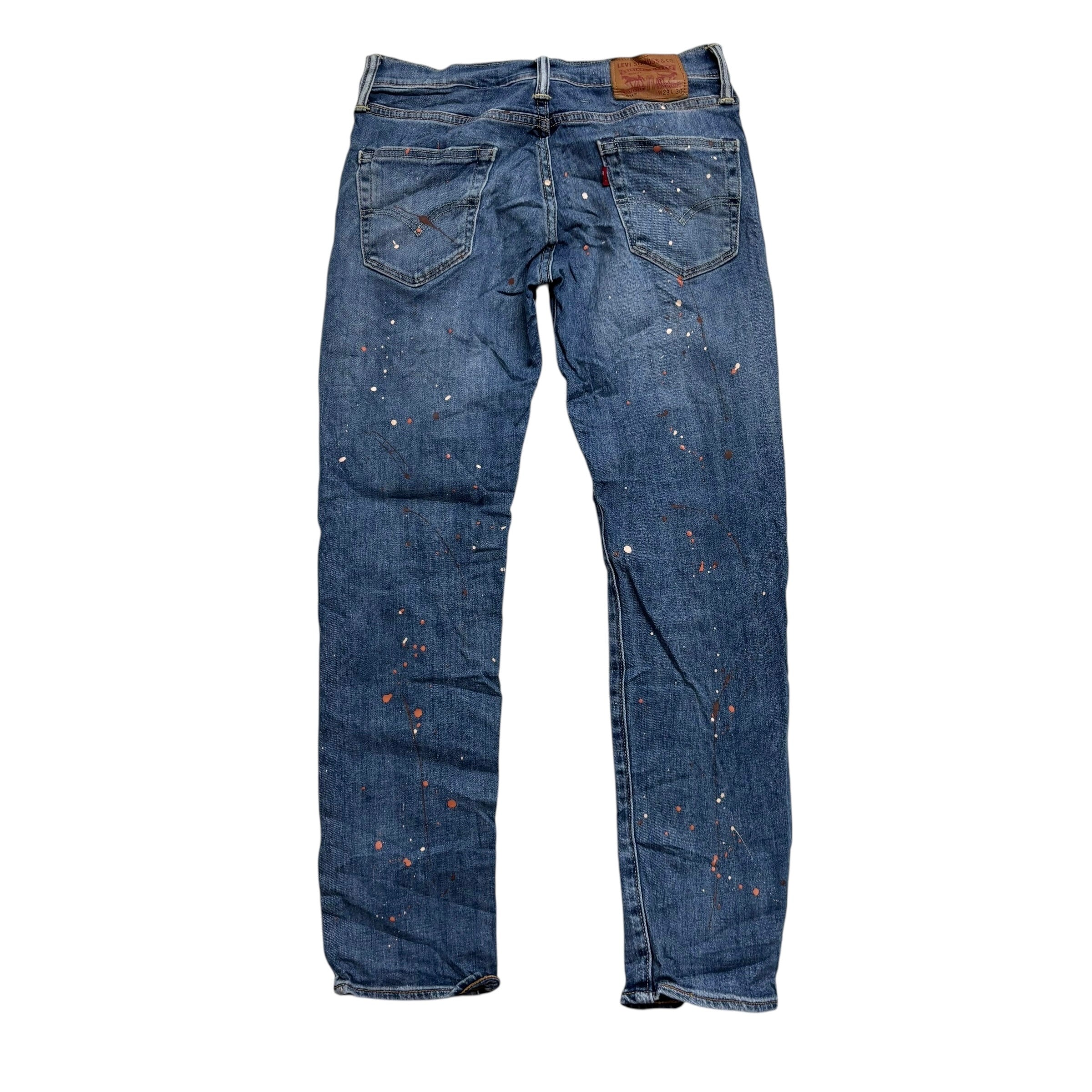 Levis 511 Jeans W29 L30 Mens Mid Blue Slim Fit Painted Stretch Denim