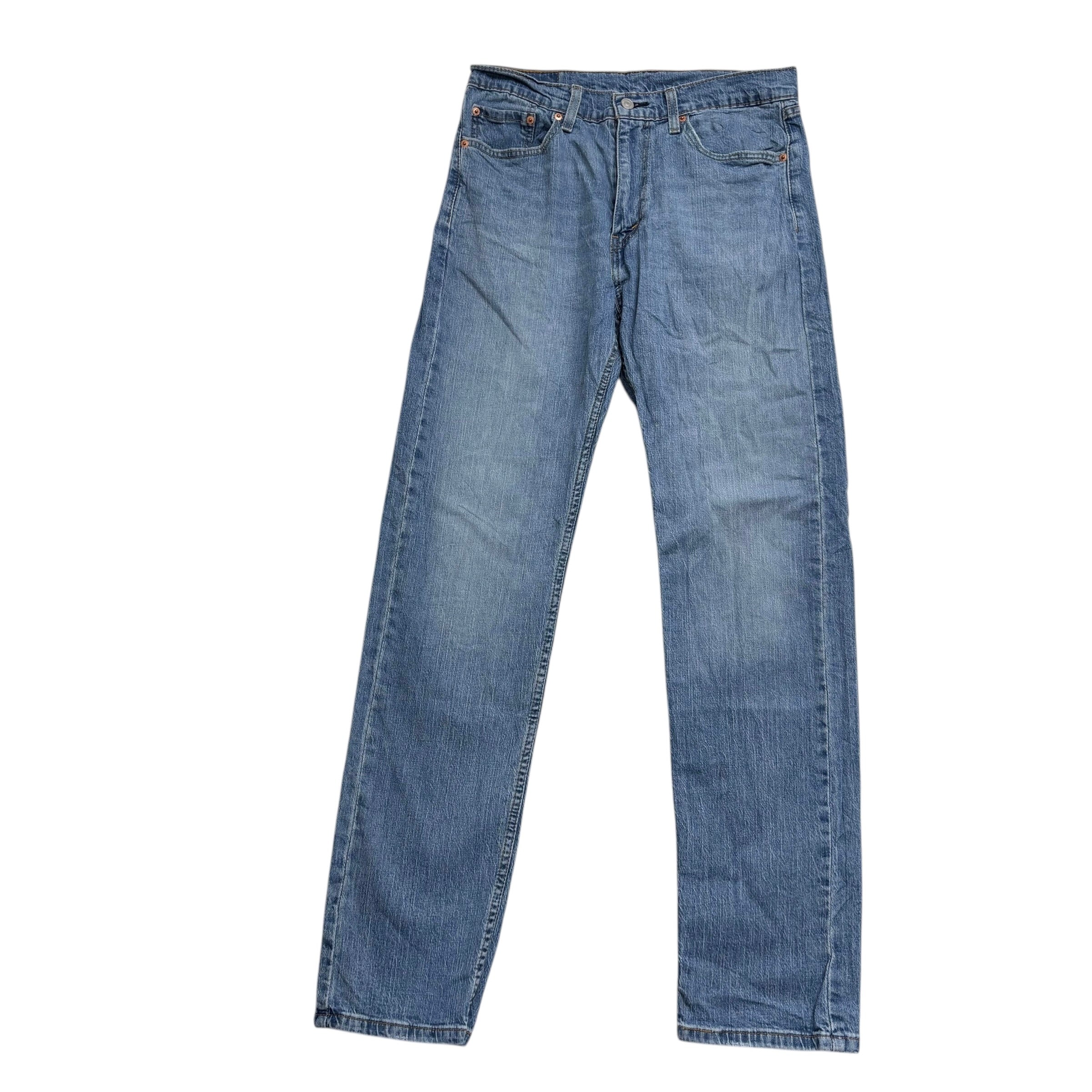 Levis 505 Jeans W32 L34 Mens Mid Blue Regular Straight Fit Stretch Denim (E)