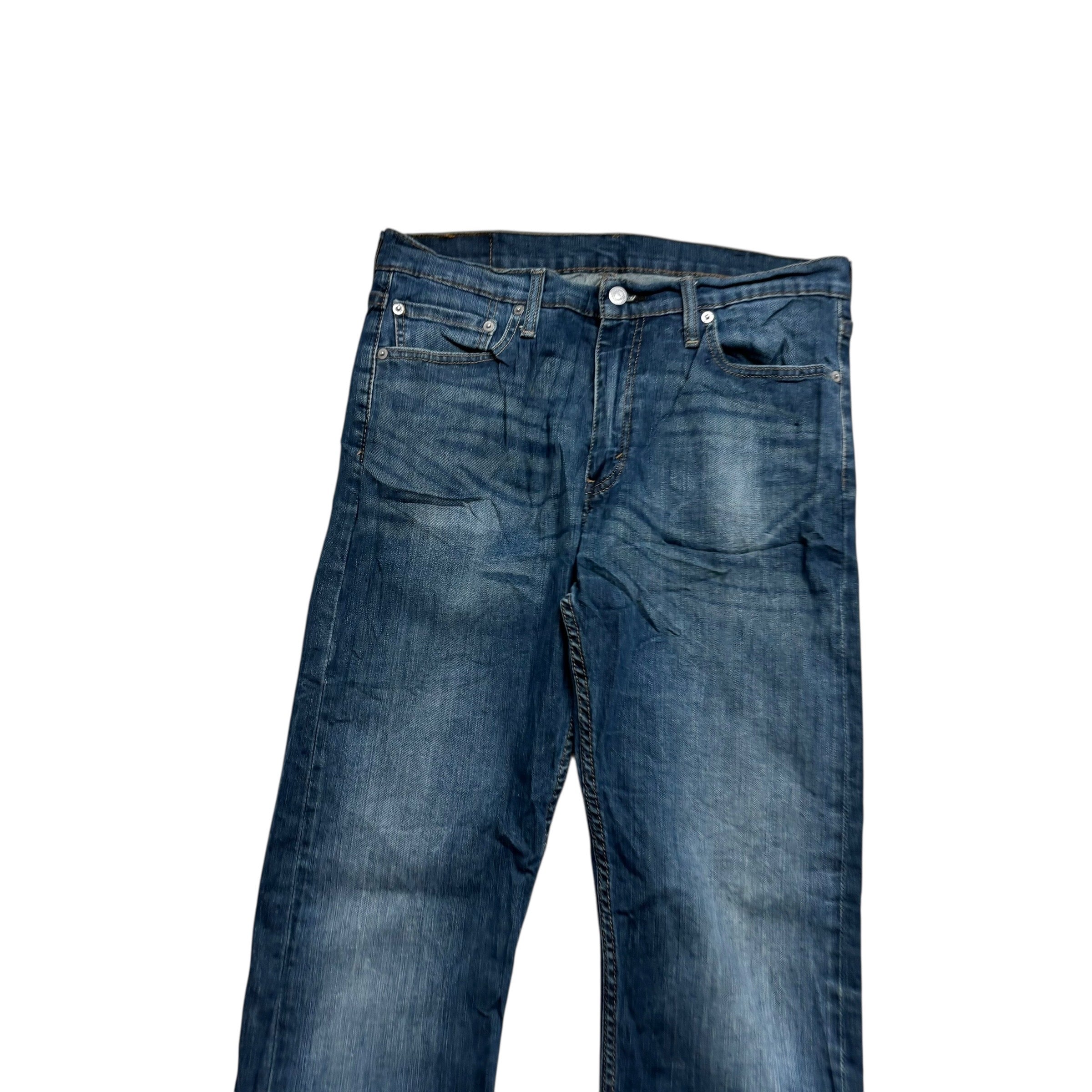 Levis 513 Jeans W32 L32 Mens Dark Blue Slim Straight Fit Stretch Denim (E)