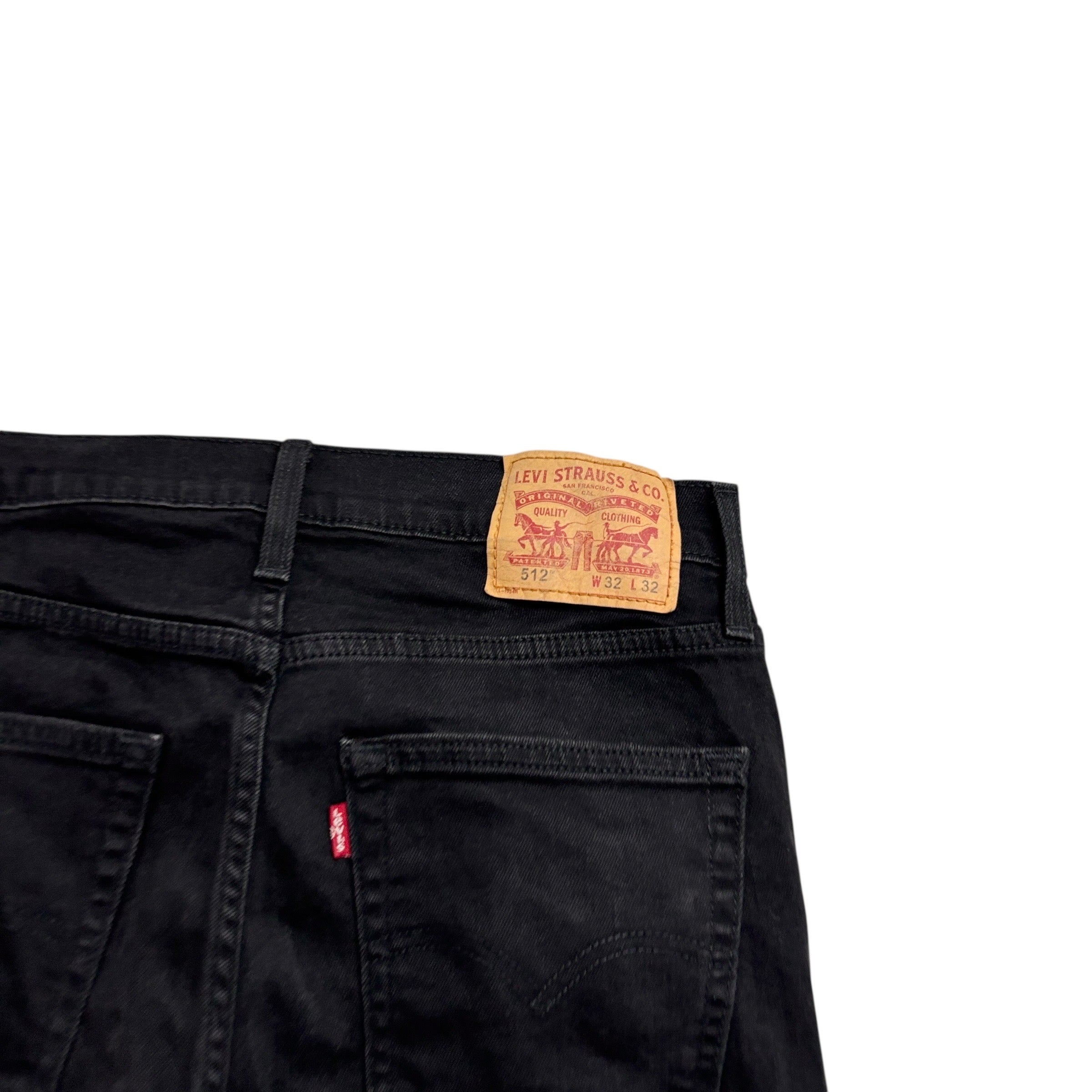 Levis 512 Jeans W32 L31 Mens Black Slim Tapered Fit Stretch Denim (E)