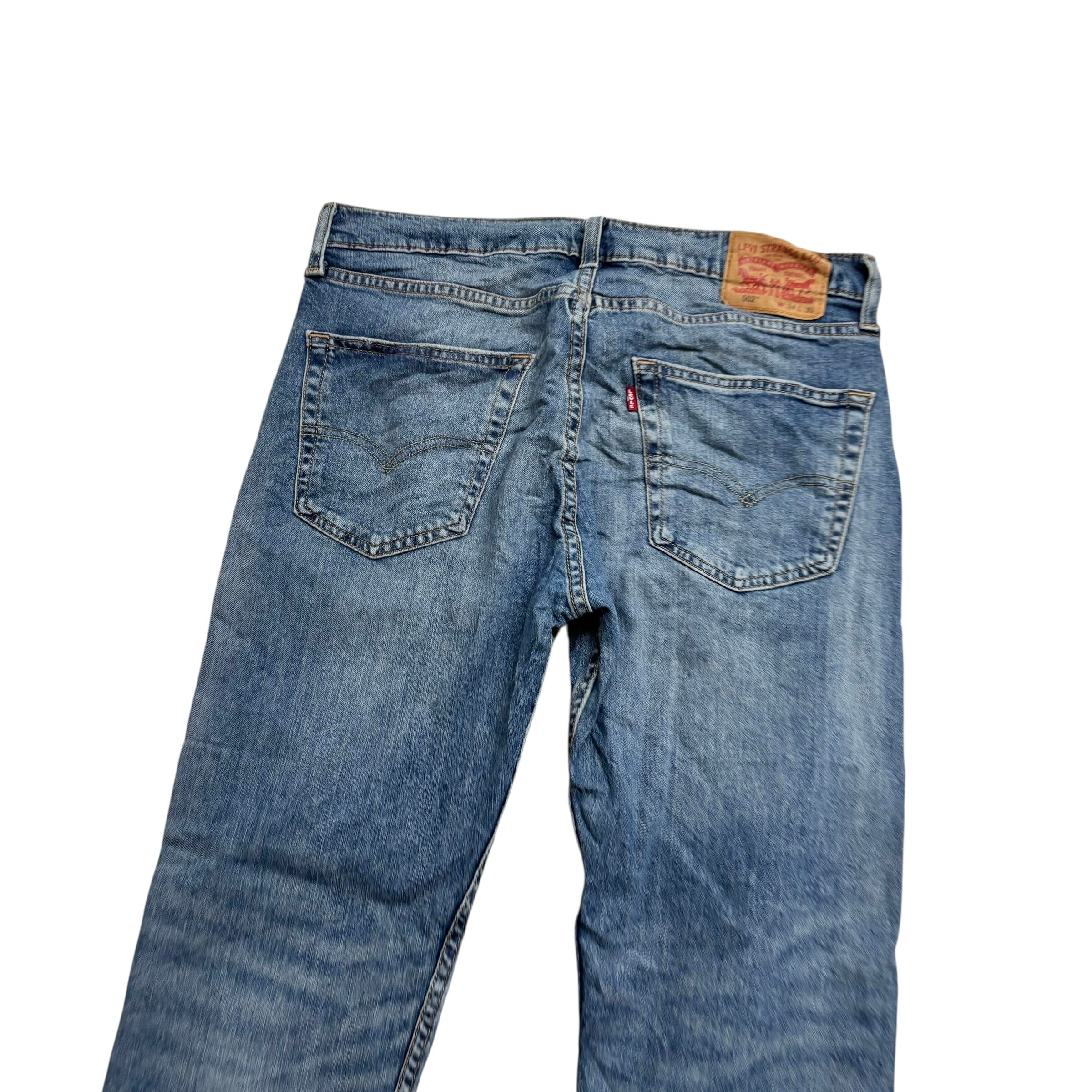 Levis 502 Jeans W34 L30 Mens Mid Blue Regular Tapered Fit Stretch Denim (E)