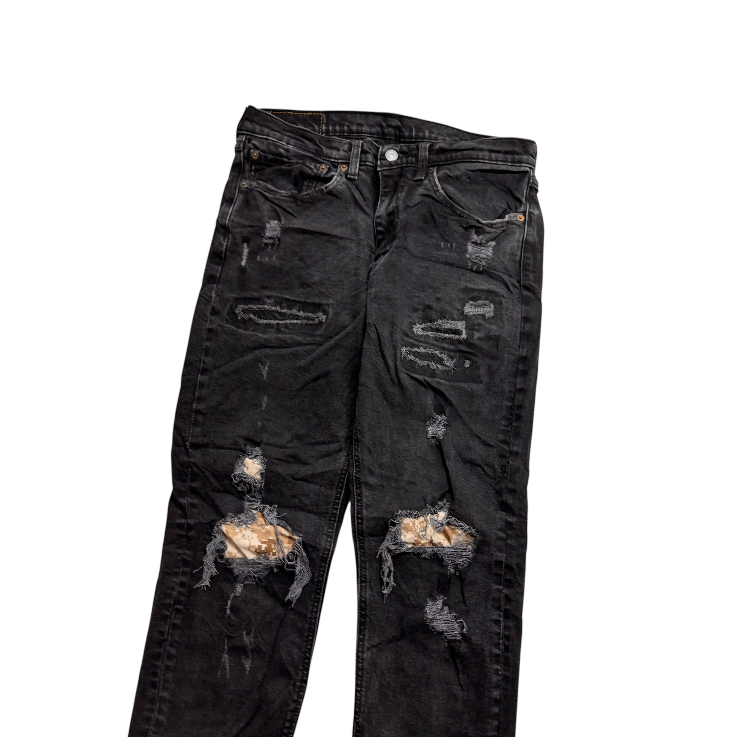 Levis 531 Jeans W32 L32 Mens Black Distressed Athletic Slim Fit Stretch Denim