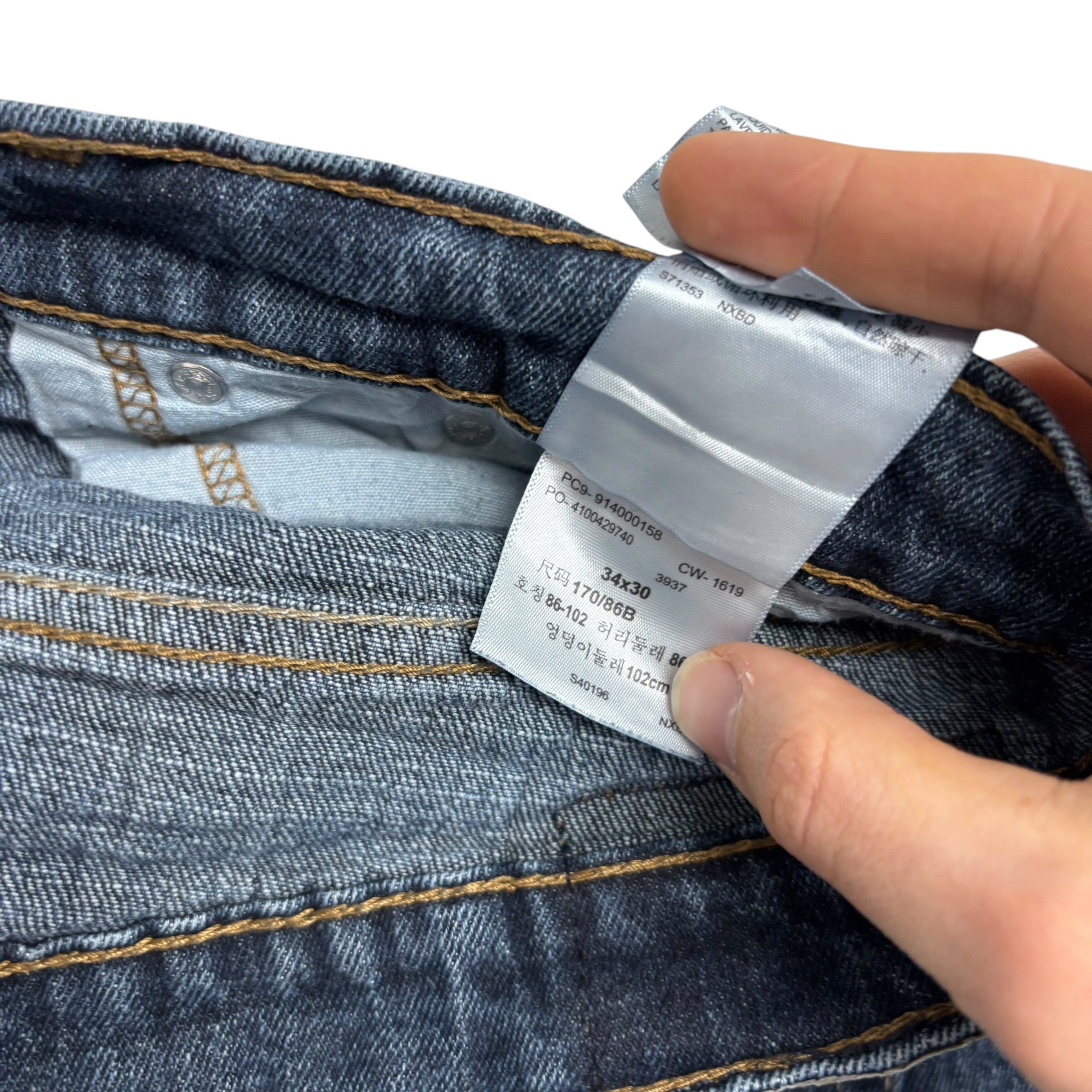Levis Signature Jeans W34 L29 Mens Dark Blue Regular Straight Stretch Denim (E)