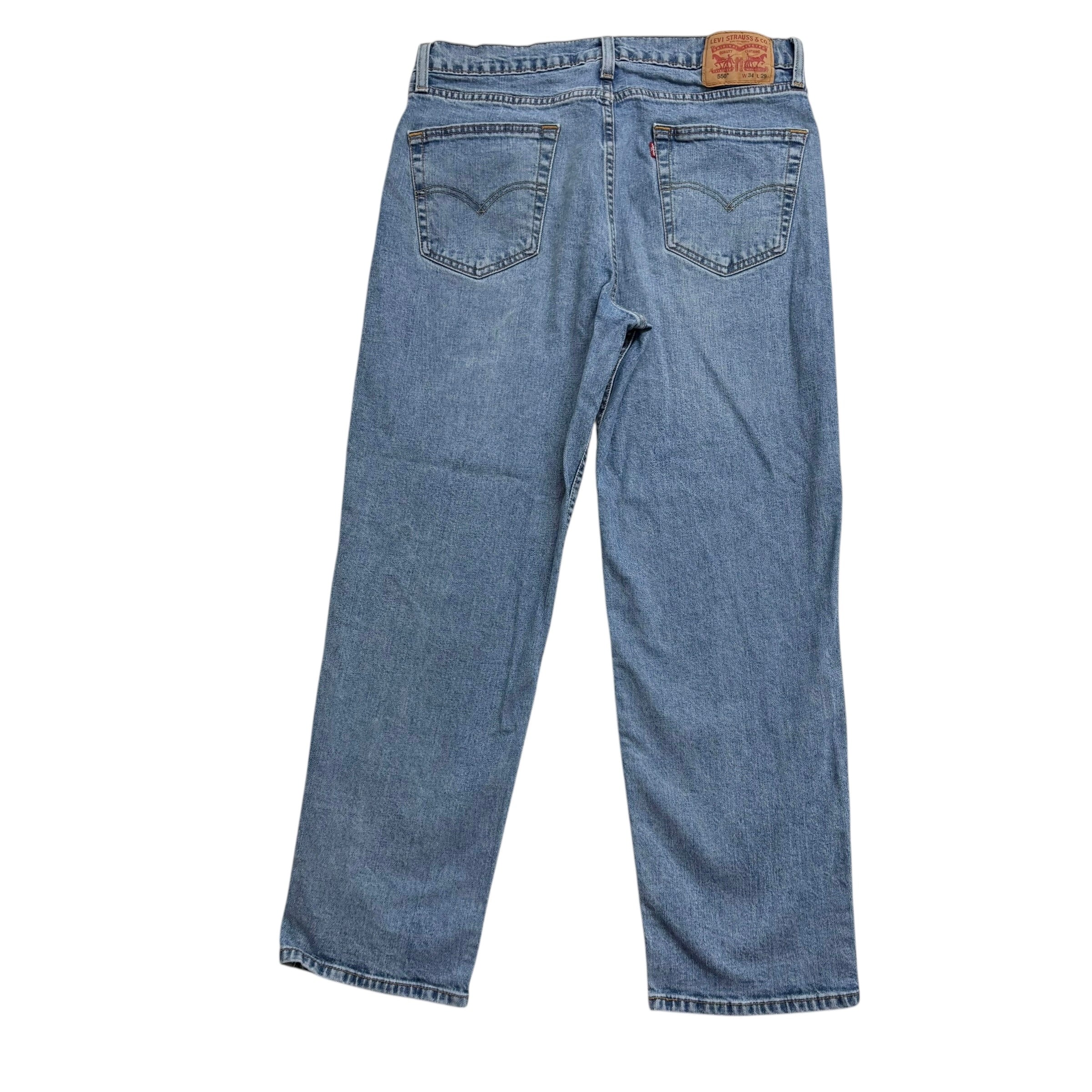Levis 550 Jeans W34 L29 Mens Light Blue Relaxed Straight Fit Stretch Denim (E)