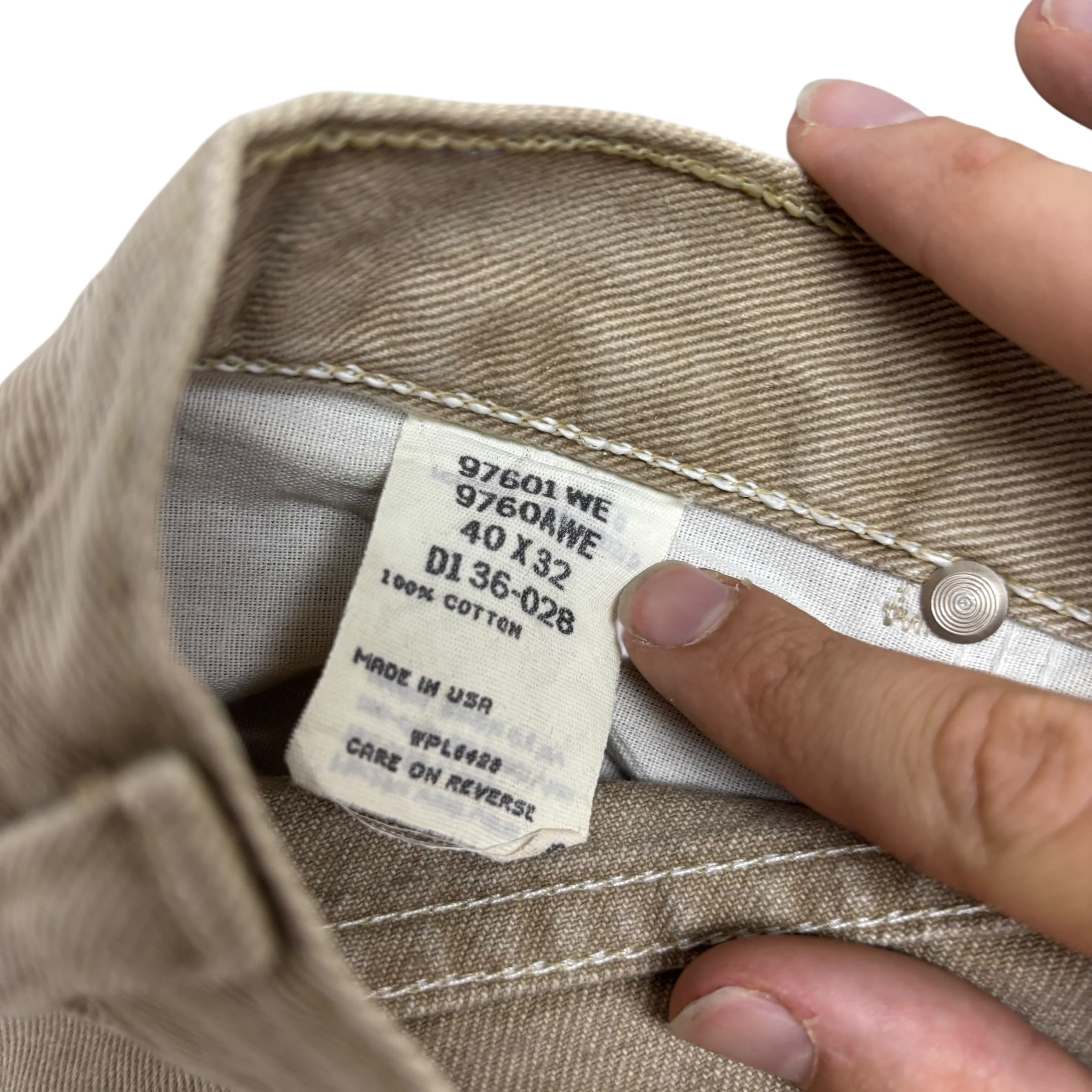 Wrangler Jeans W38 L32 Mens Beige Relaxed Tapered USA Made Vintage (E)