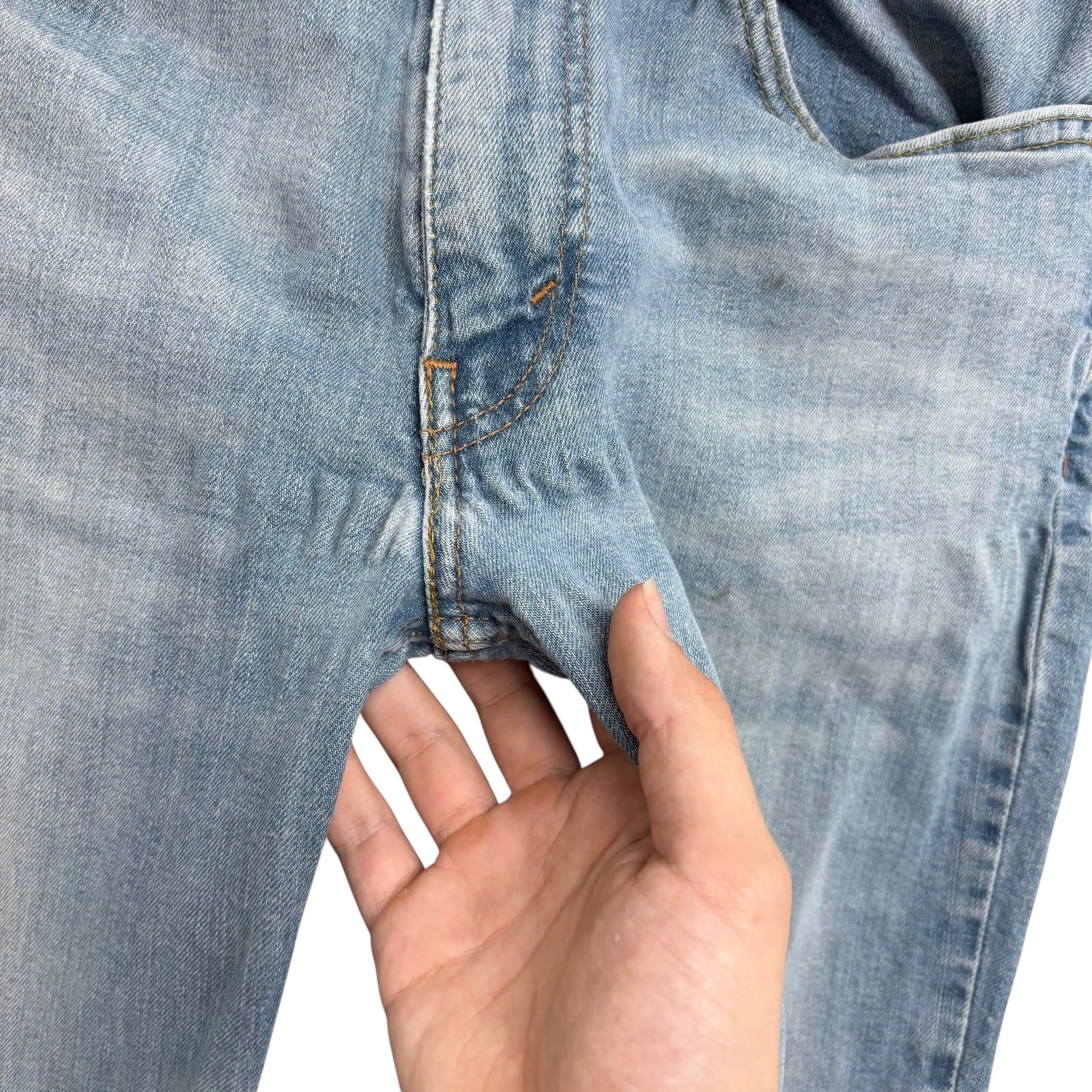 Levis 514 Jeans W32 L32 Mens Light Blue Regular Straight Fit Stretch Denim (F)