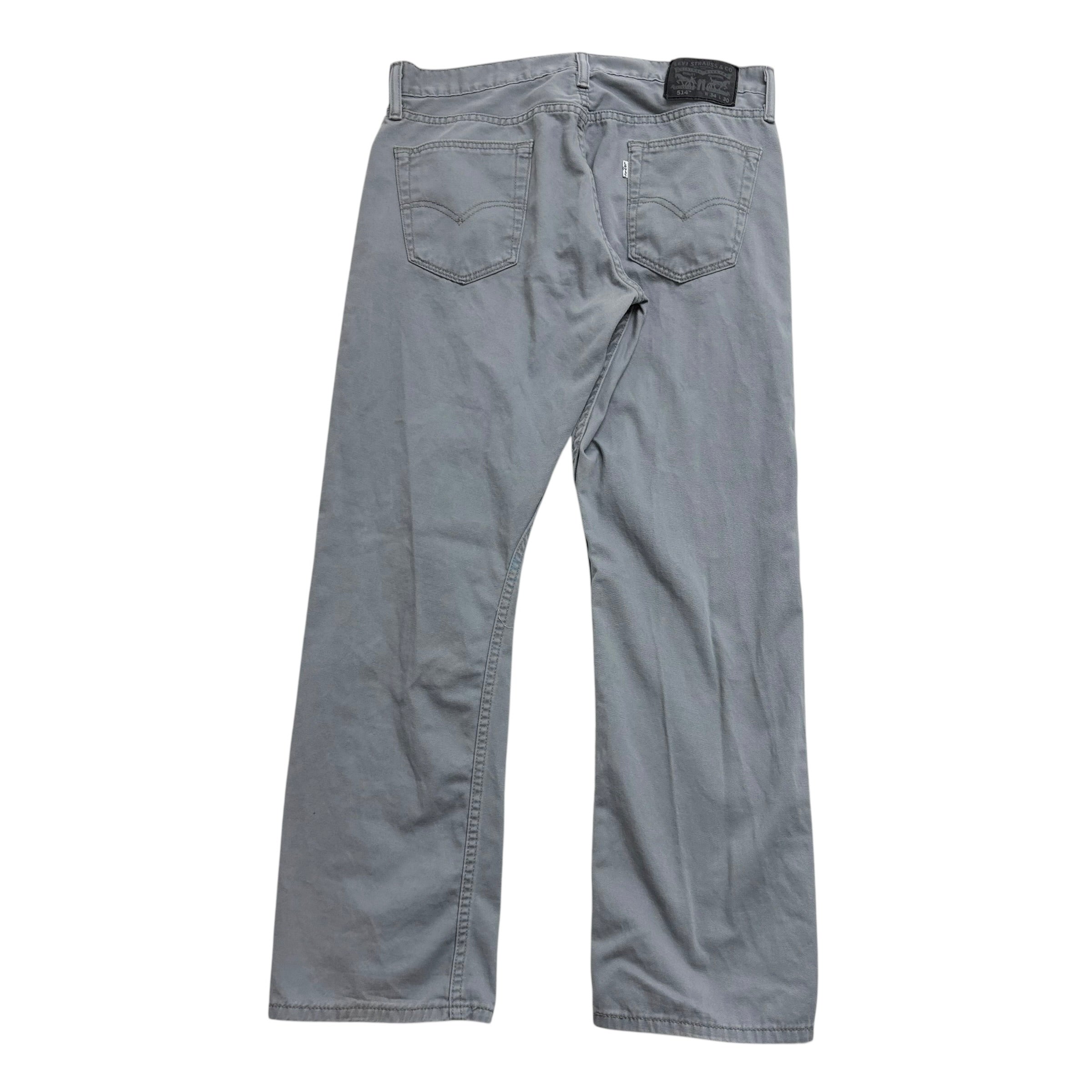 Levis 514 Trousers W34 L30 Mens Grey Regular Straight Fit Pants