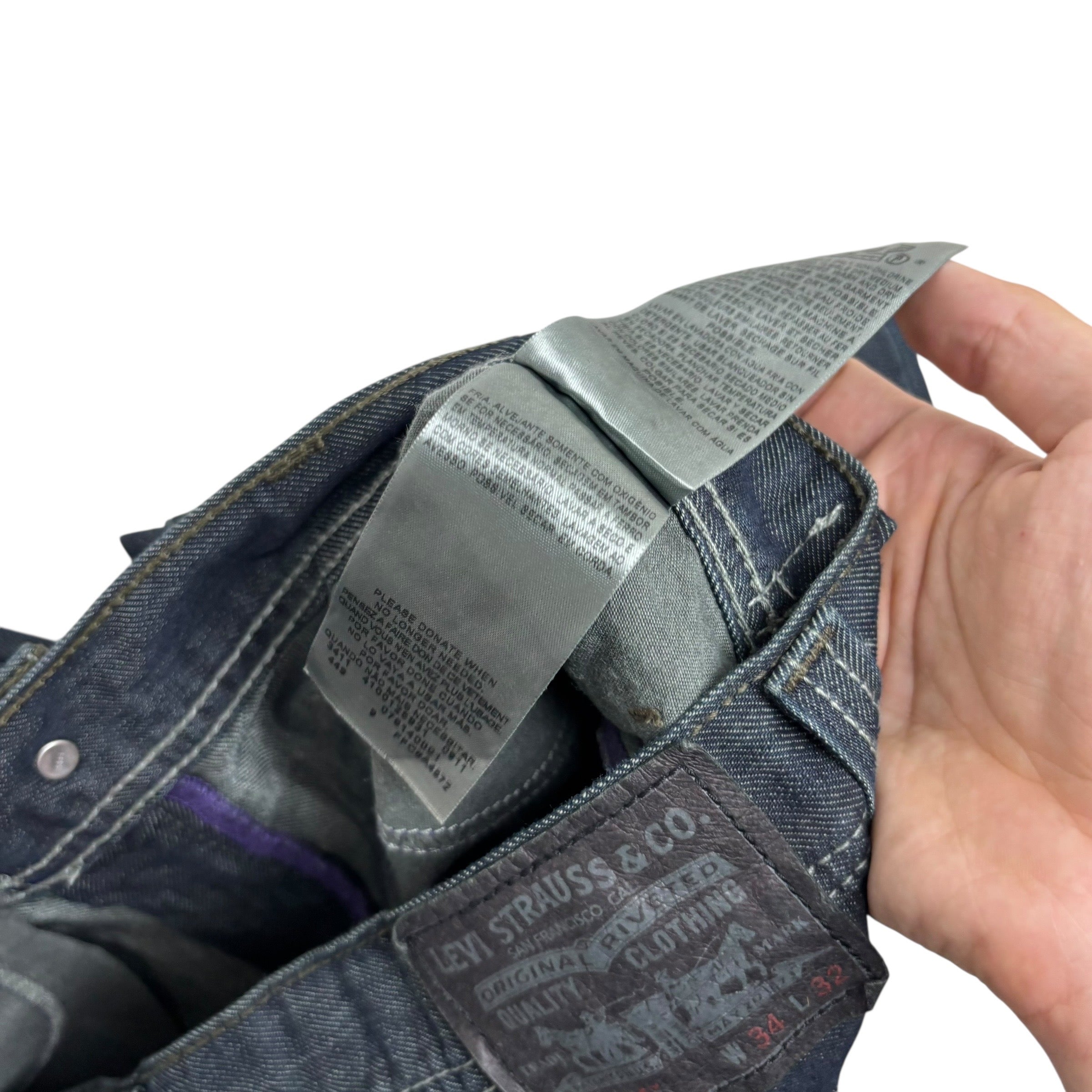 Levis 514 Jeans W34 L32 Mens Dark Blue Regular Straight Fit Vintage Denim (E)