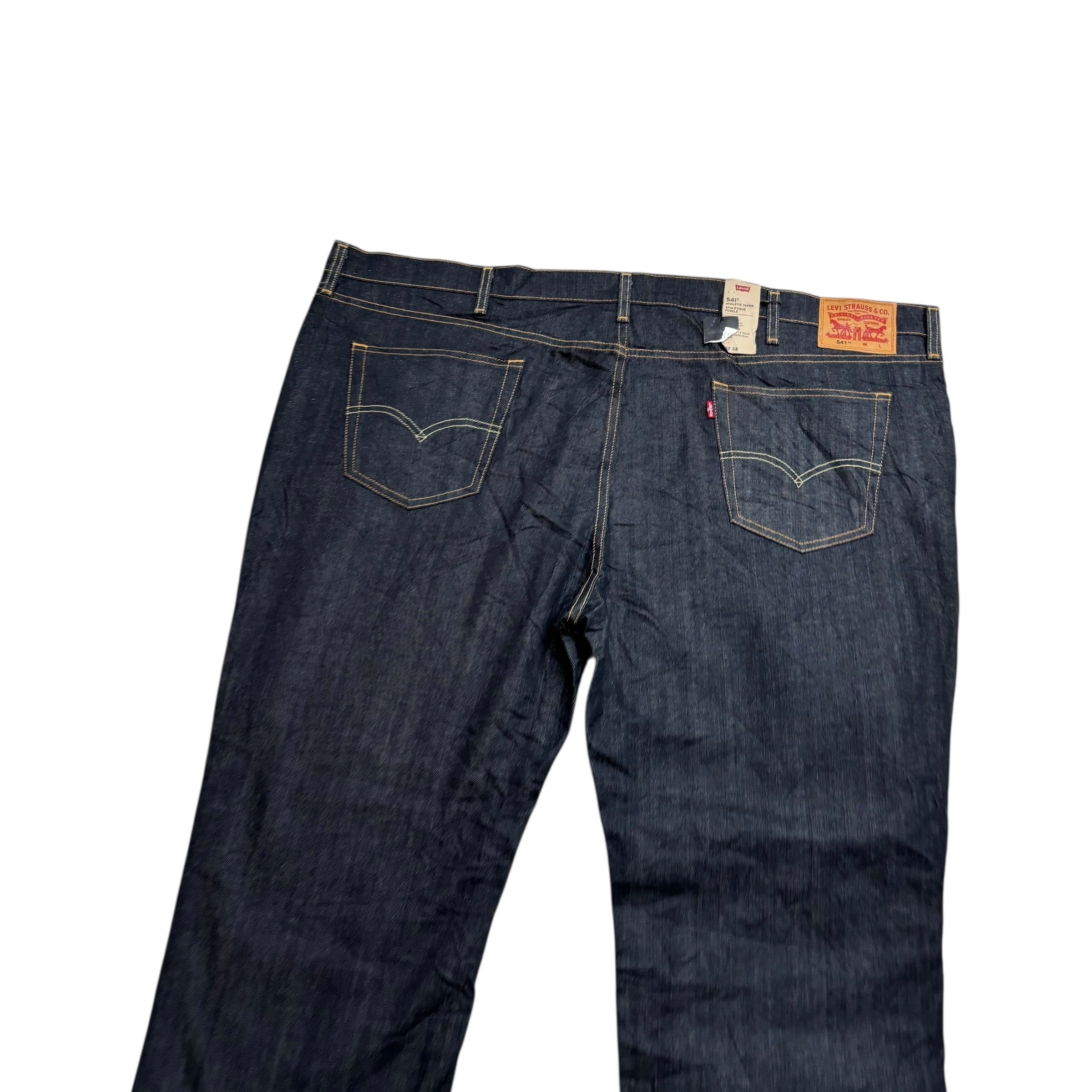 Levis 541 Jeans W52 L32 Mens Dark Blue Athletic Tapered Fit Stretch Denim (E)