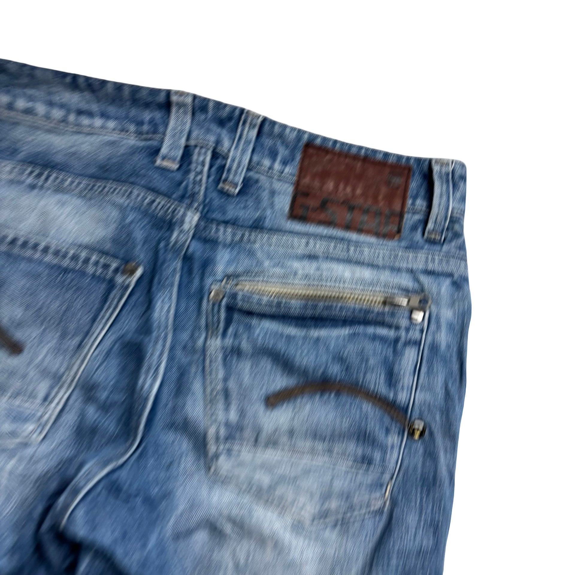 G Star Attacc Jeans W32 L34 Mens Mid Blue Low Straight Fit Denim