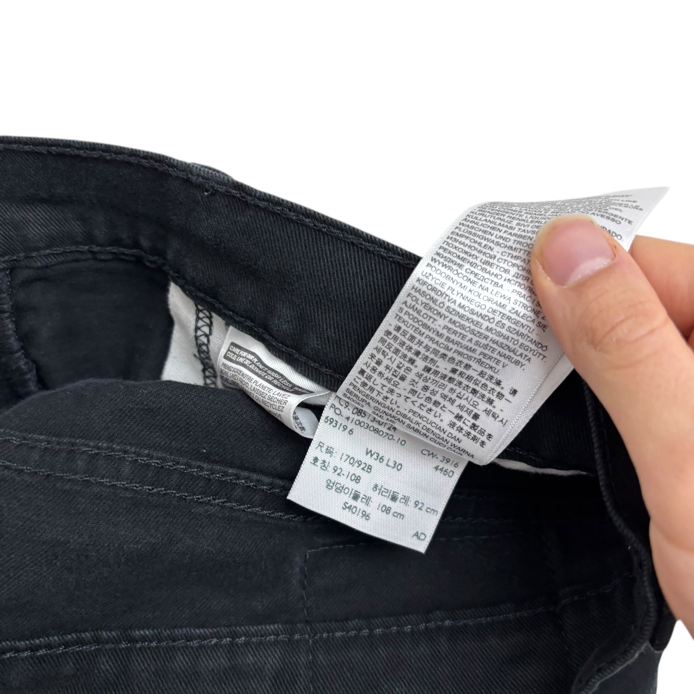 Levis 513 Jeans W36 L30 Mens Black Slim Straight Fit Stretch Denim (E)