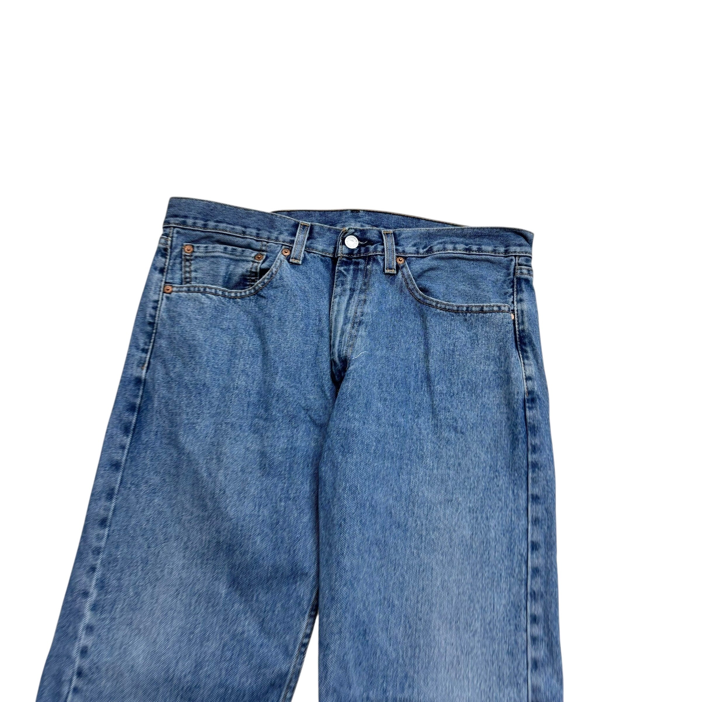 Levis 505 Jeans W34 L29 Mens Mid Blue Regular Straight Fit Denim (E)