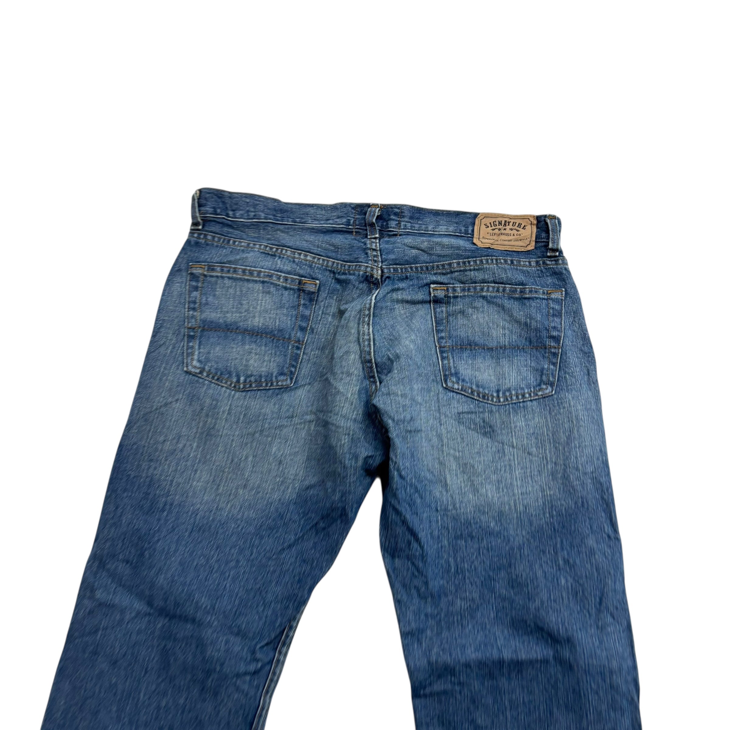 Levis Signature Jeans W36 L30 Mens Mid Blue Regular Straight Vintage Denim (E)