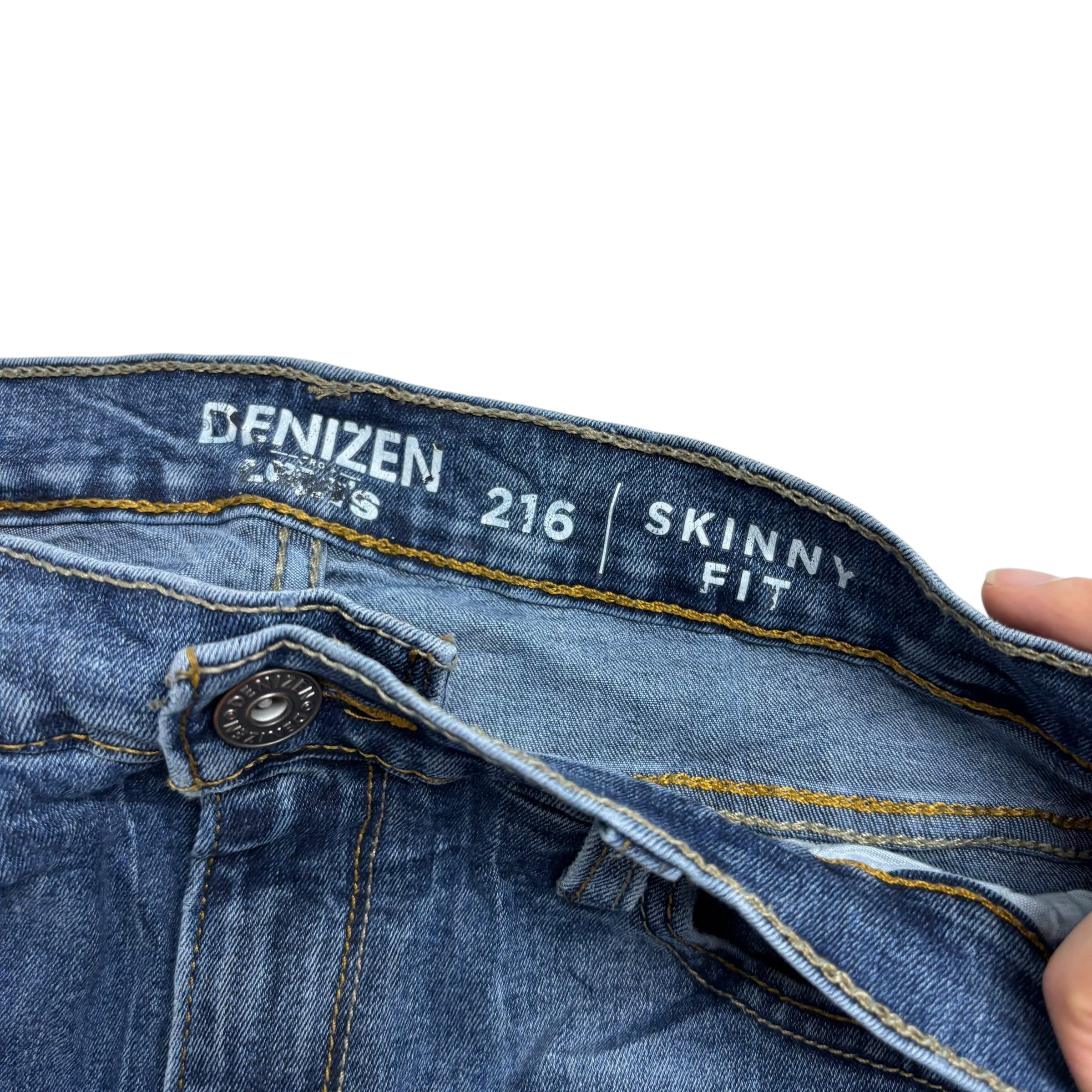 Levis 216 Denizen Jeans W33 L32 Mens Mid Blue Skinny Fit Stretch Denim (E)
