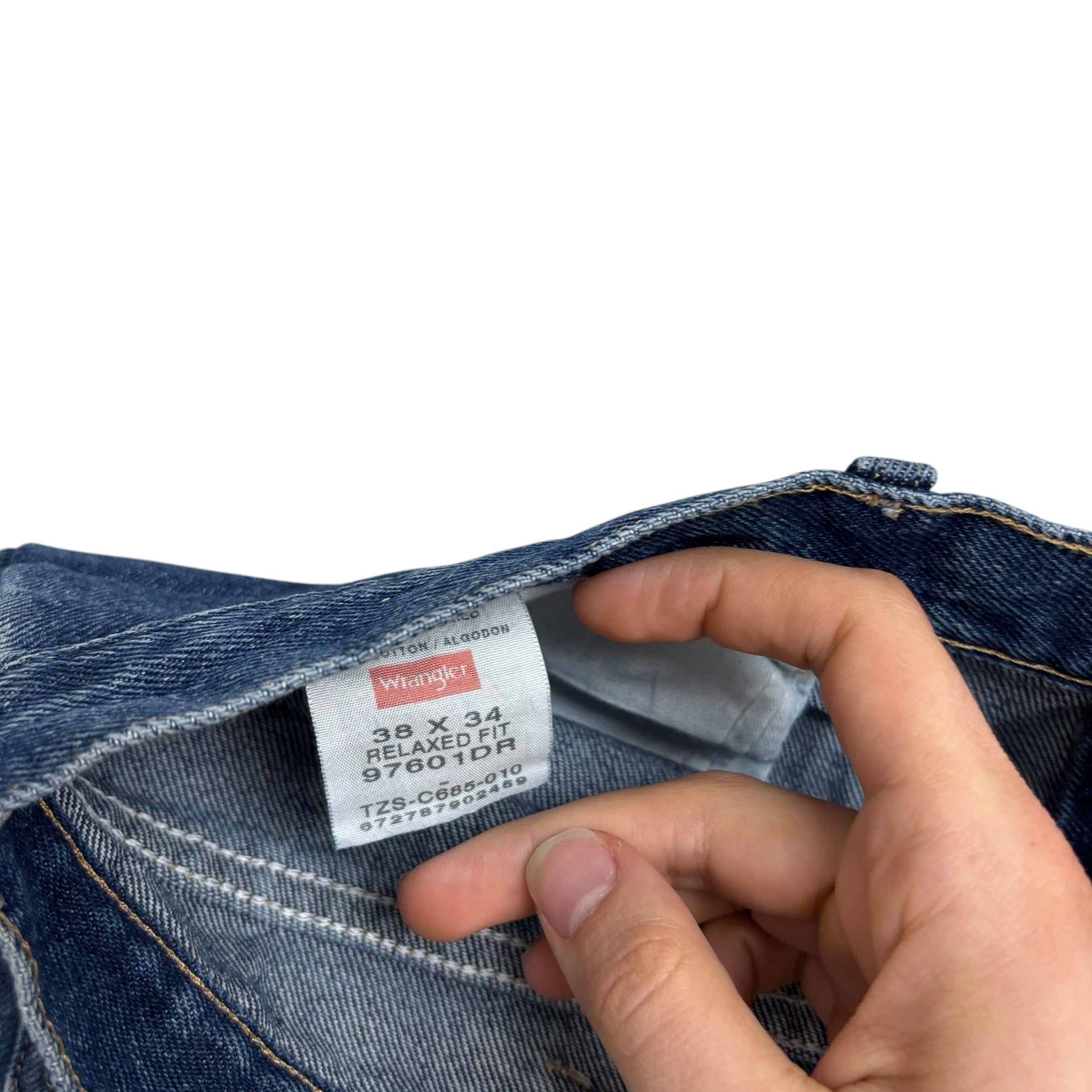 Wrangler Jeans W38 L34 Mens Dark Blue Baggy Relaxed Straight Fit Denim (E)