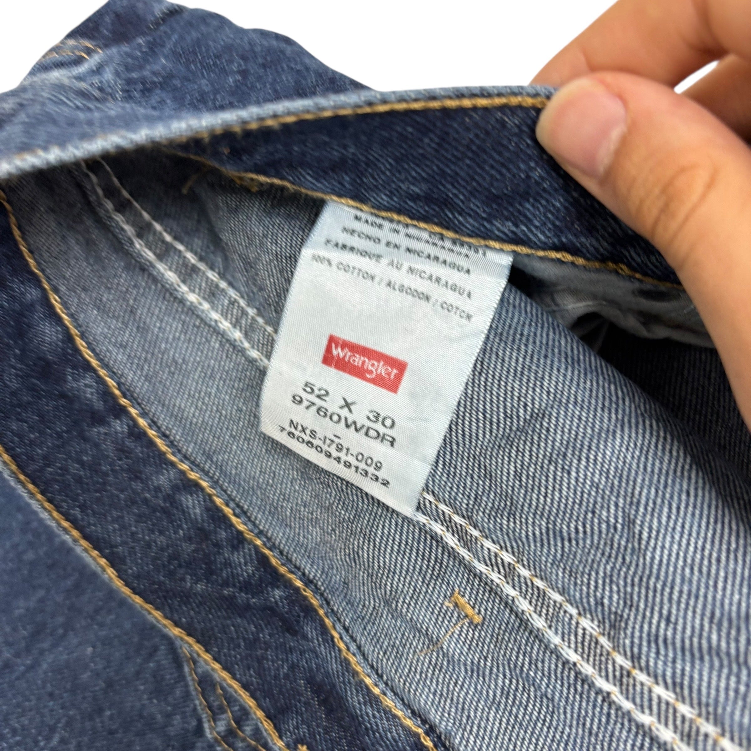 Wrangler Jeans W52 L30 Mens Dark Blue Relaxed Straight Fit Baggy Denim (E)