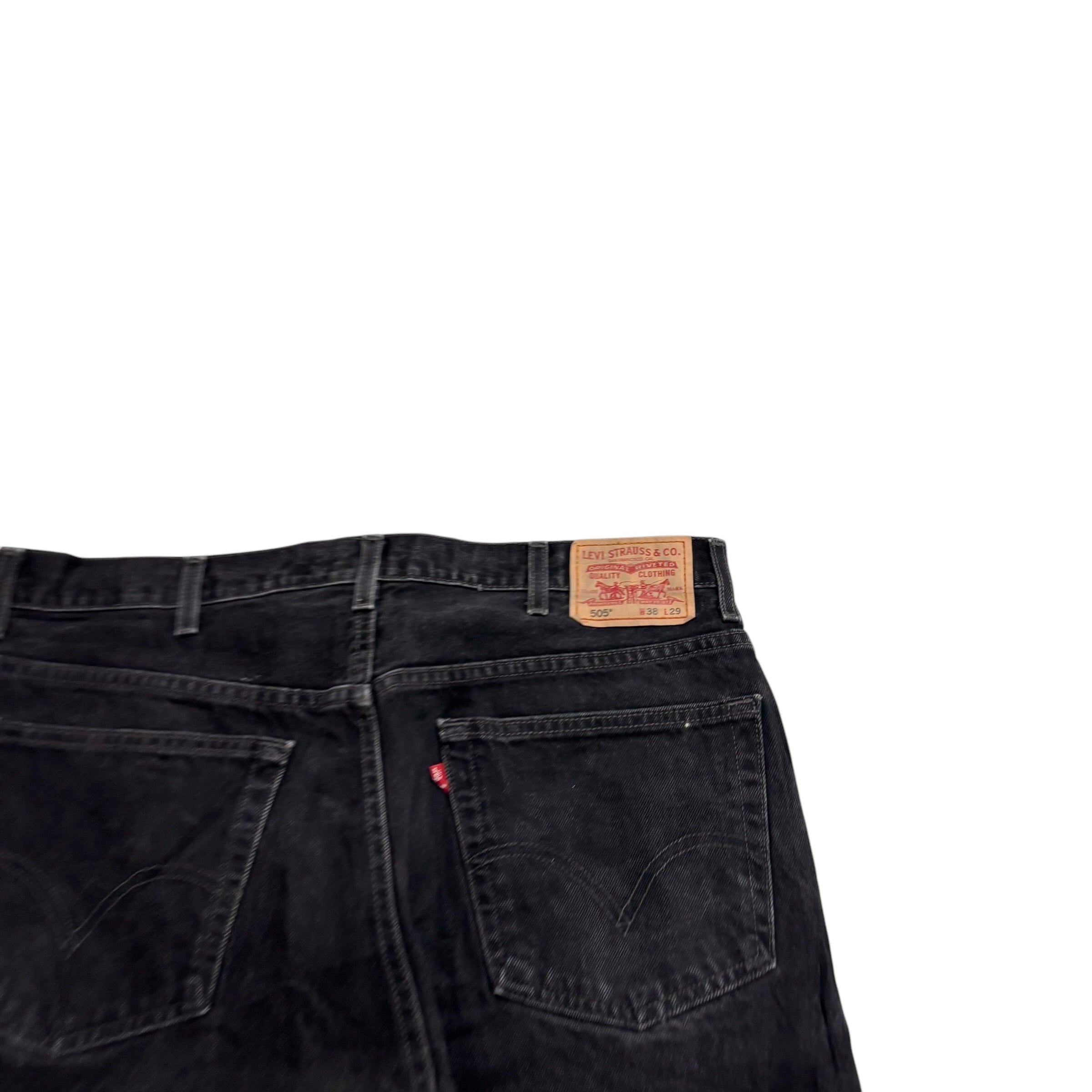 Levis 505 Jeans W38 L29 Mens Black Regular Straight Fit Vintage Denim (E)