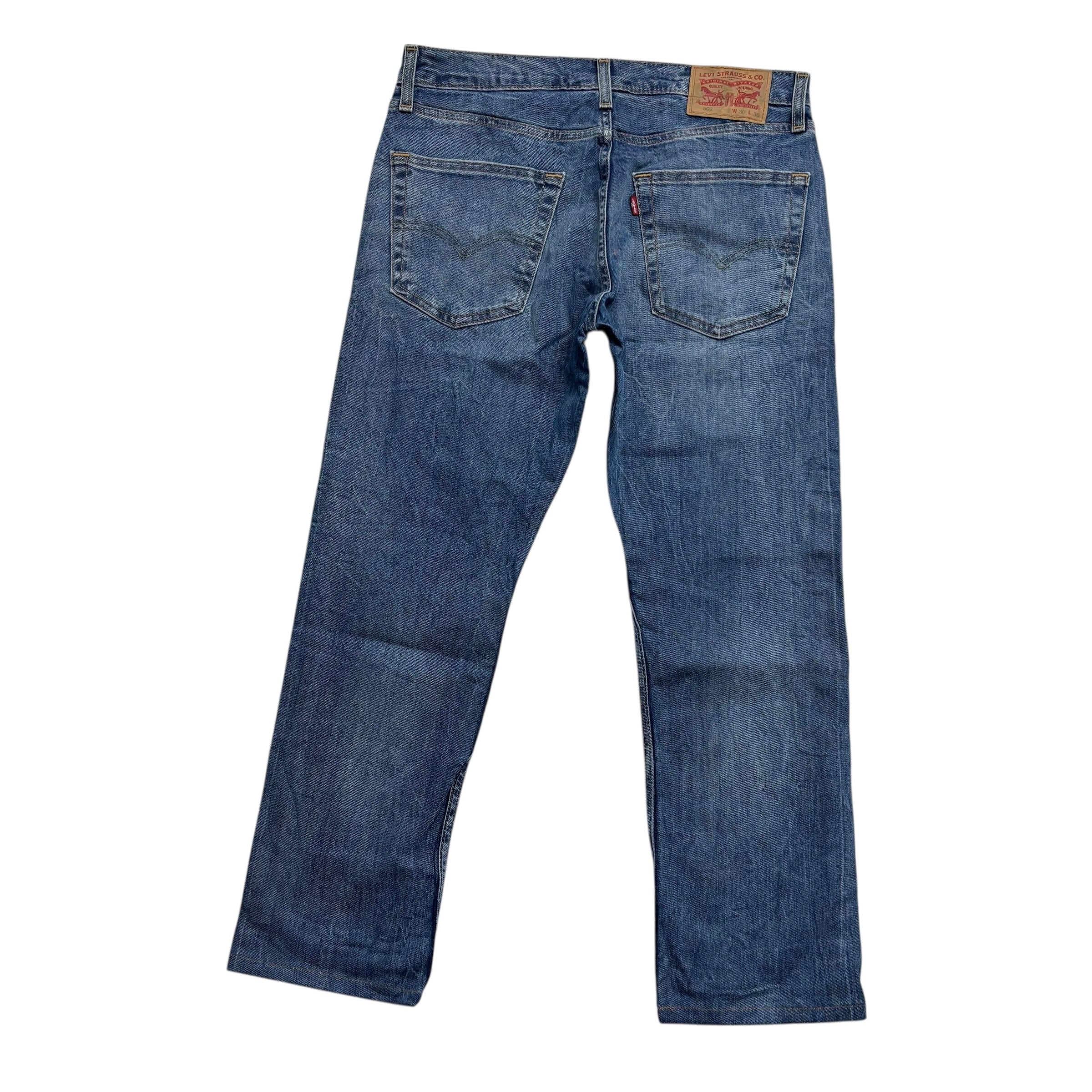 Levis 502 Jeans W31 L27 Mens Mid Blue Regular Tapered Fit Stretch Denim (E)