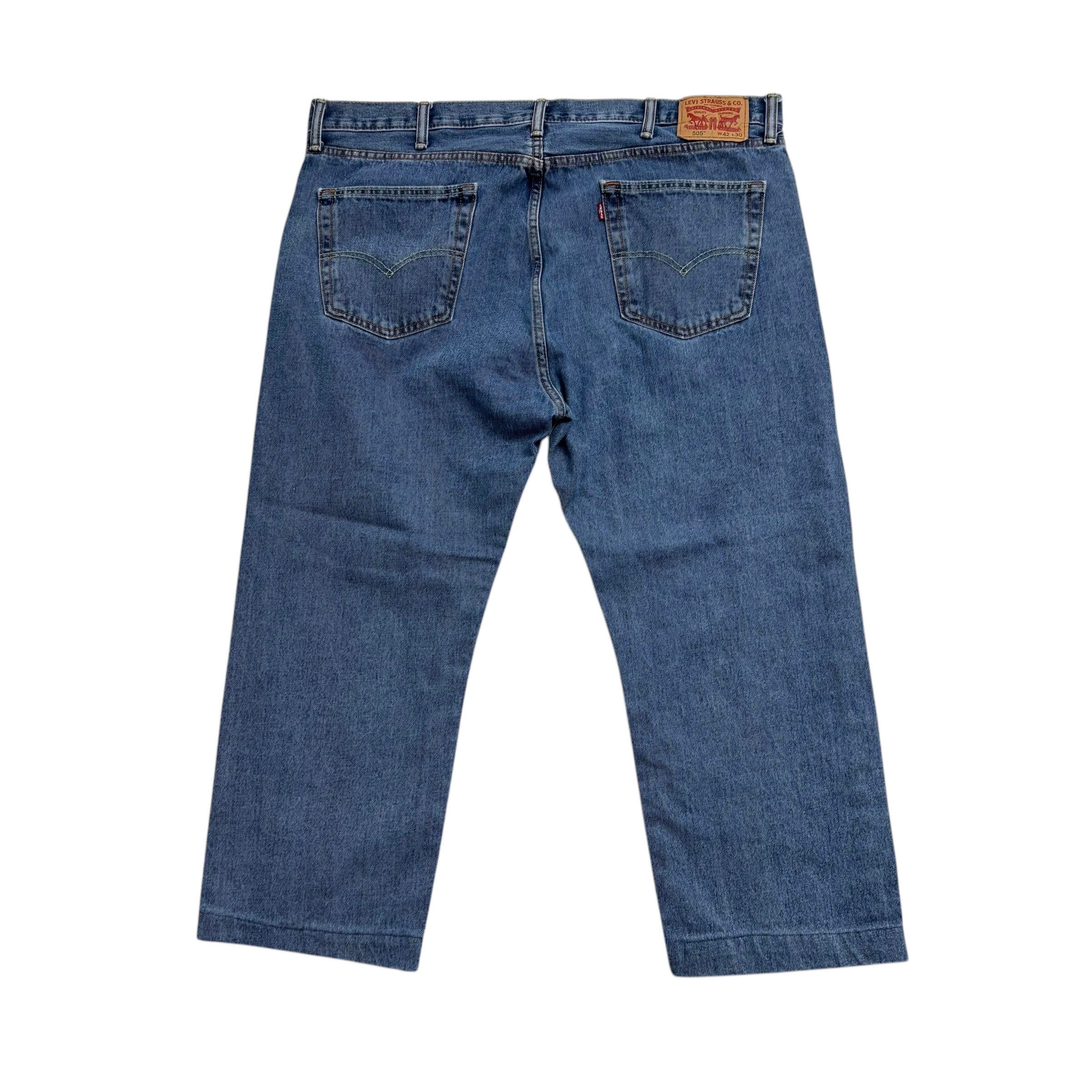 Levis 505 Jeans W42 L26 Mens Mid Blue Regular Straight Fit Denim