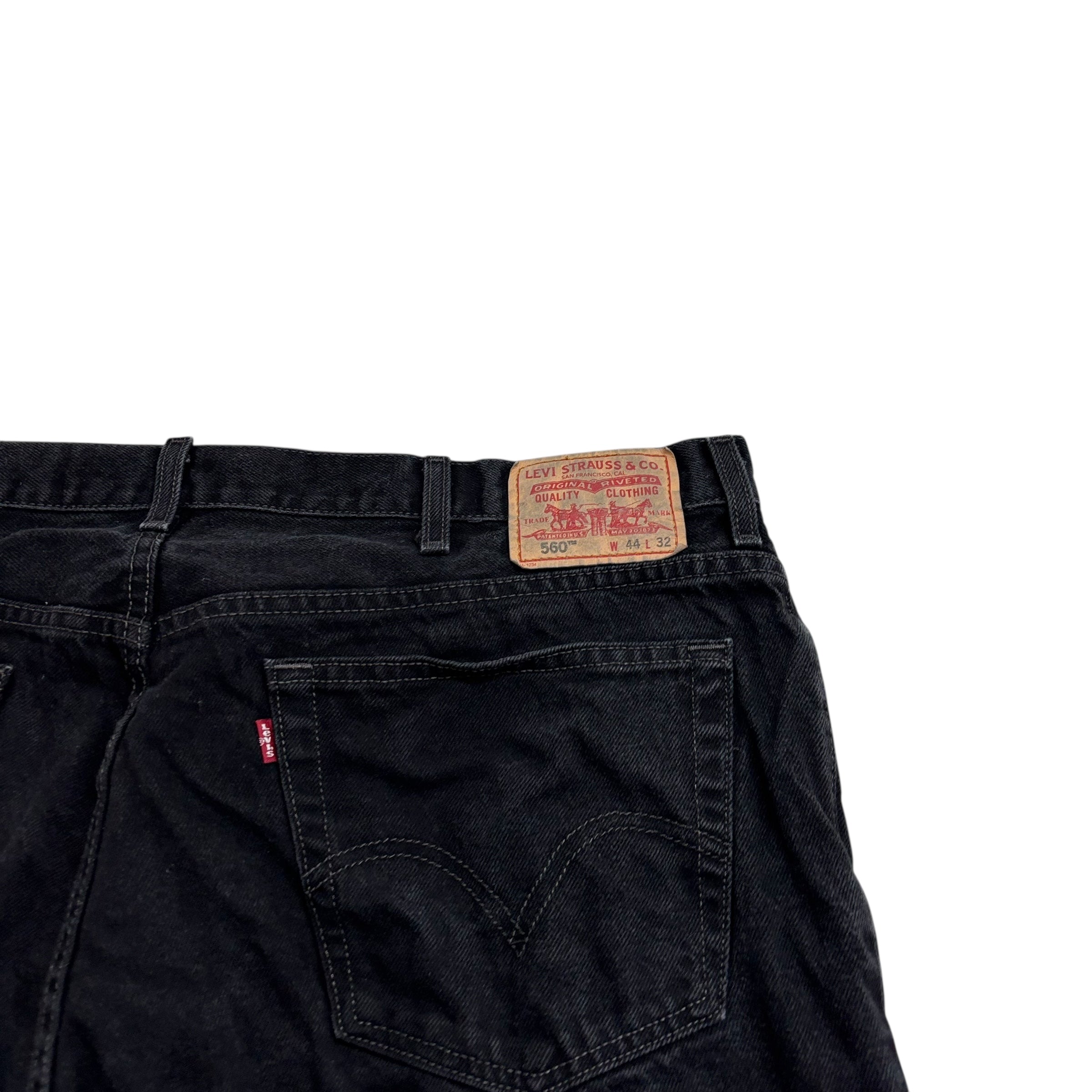 Levis 560 Jeans W44 L32 Mens Black Baggy Relaxed Comfort Fit Vintage Denim (E)