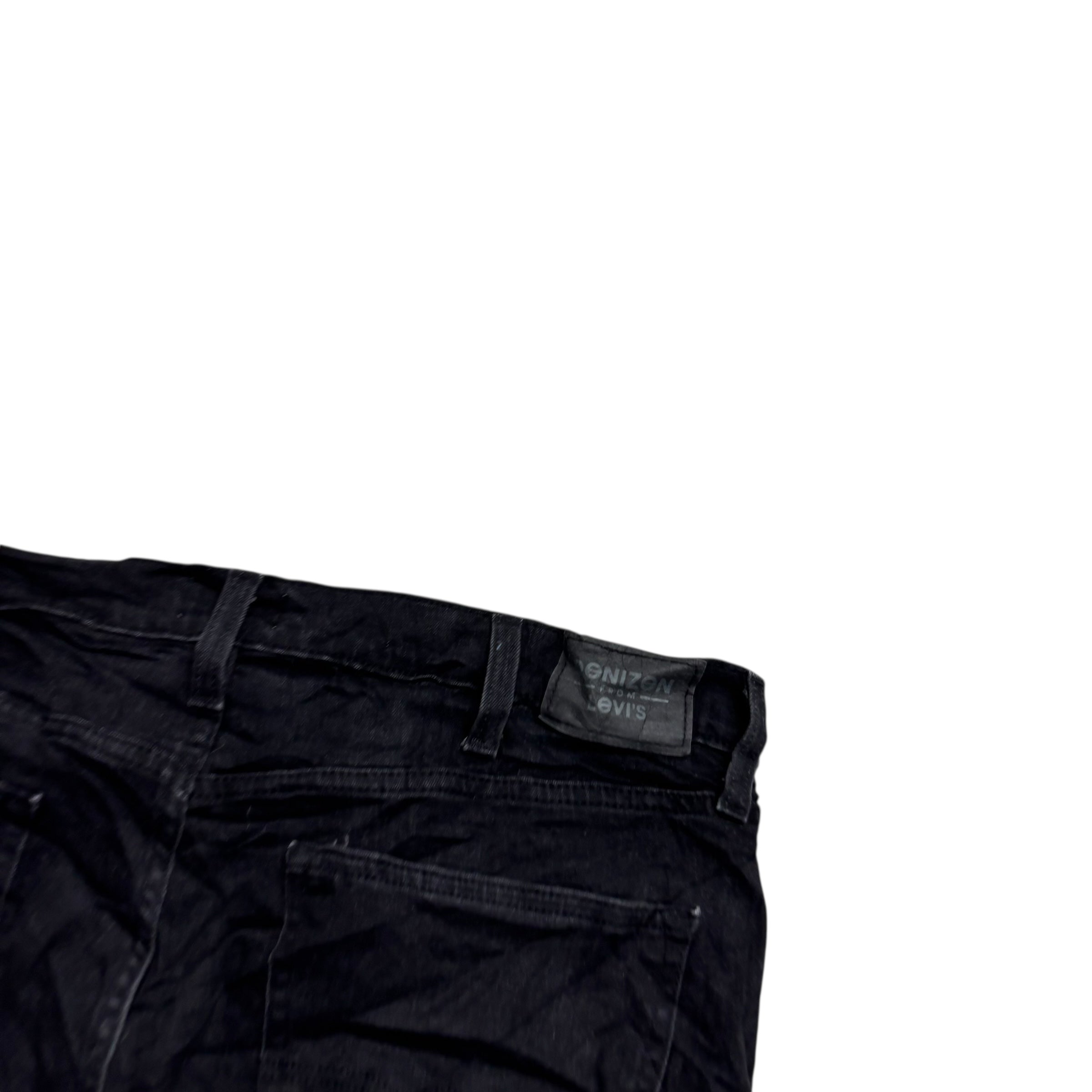 Levis Denizen Jeans W38 L31 Mens Black Athletic Tapered Stretch Denim (E)