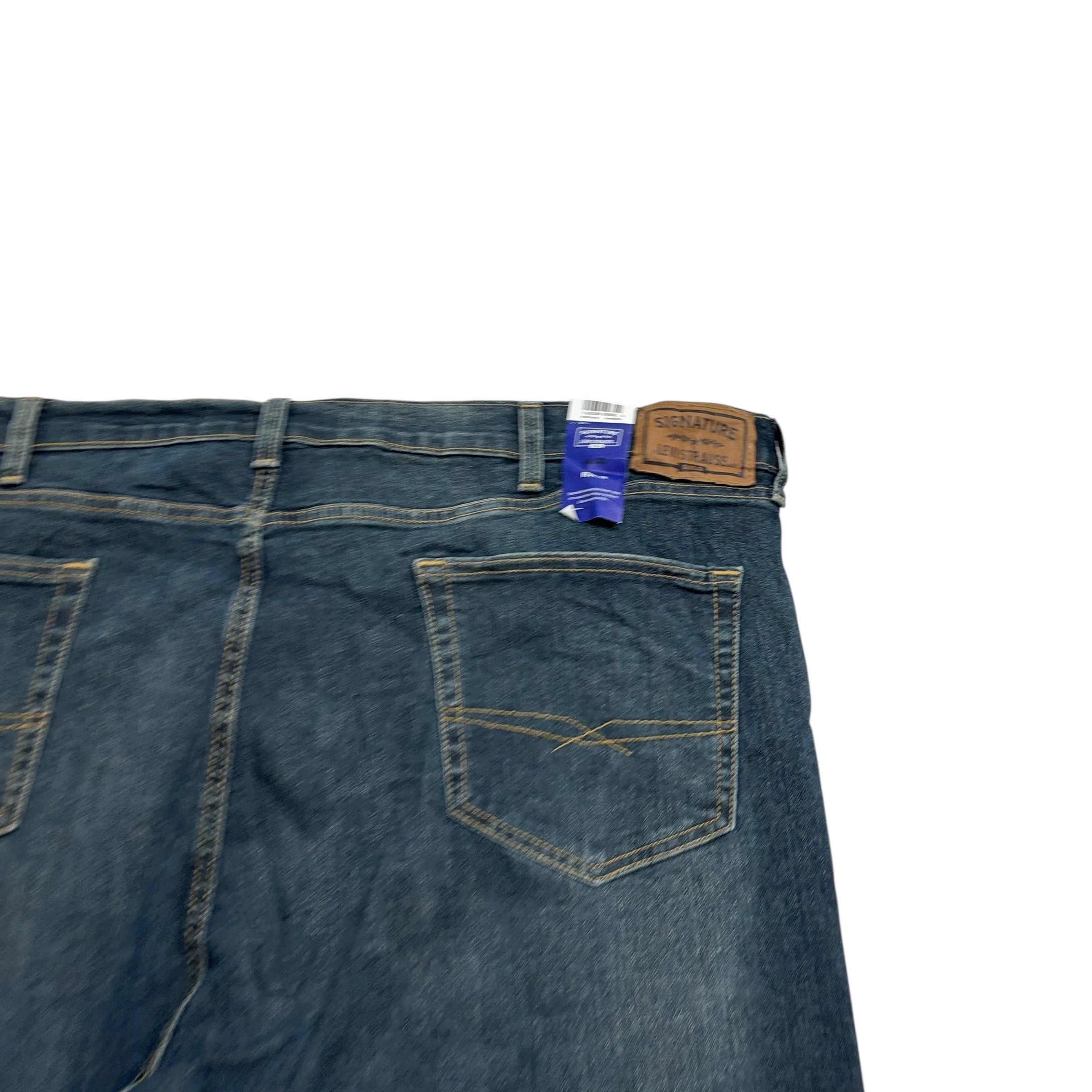Levis Signature Jeans W46 L32 Mens Dark Blue Regular Straight Stretch Denim (E)