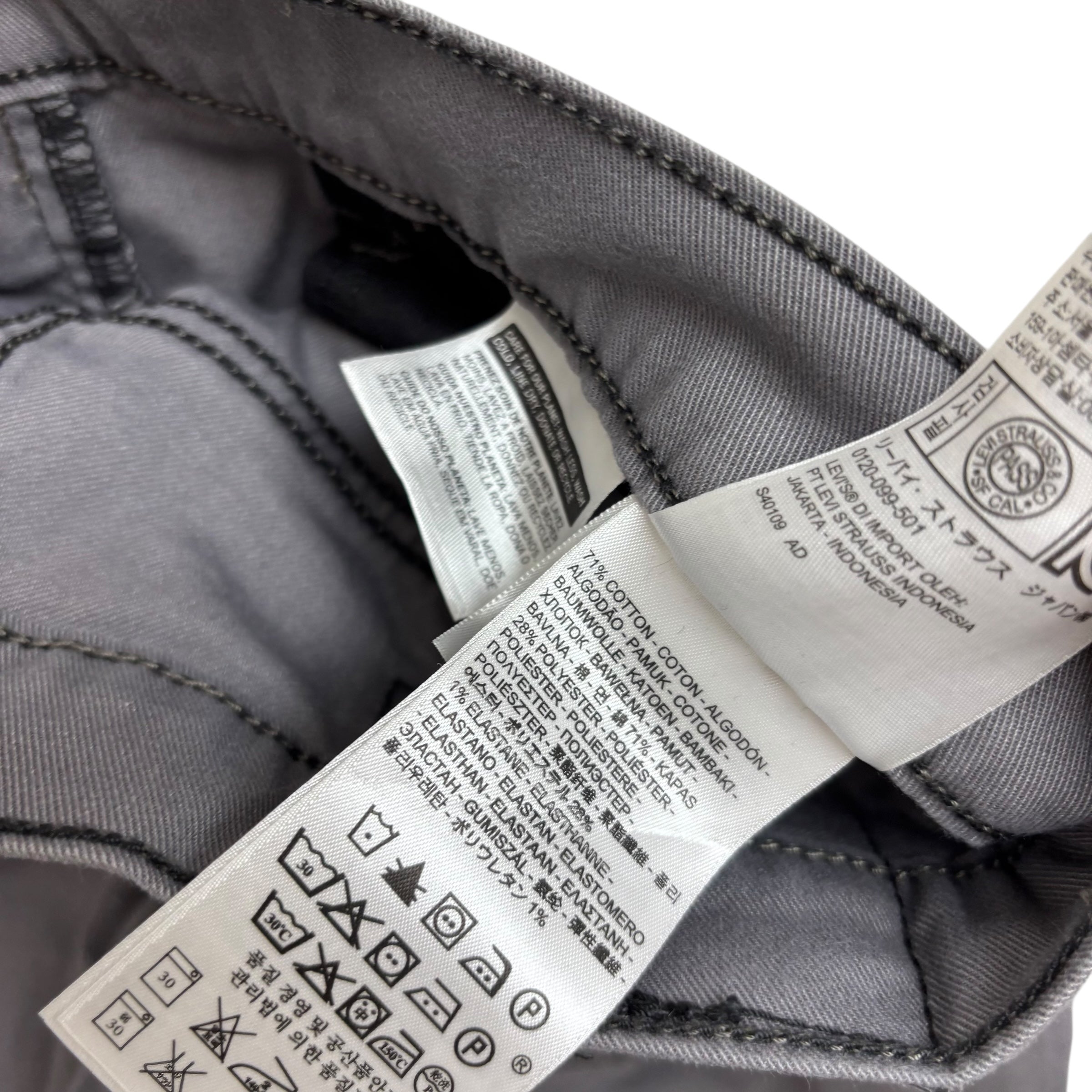 Levis 511 Jeans W30 L32 Mens Grey Slim Fit Stretch Denim
