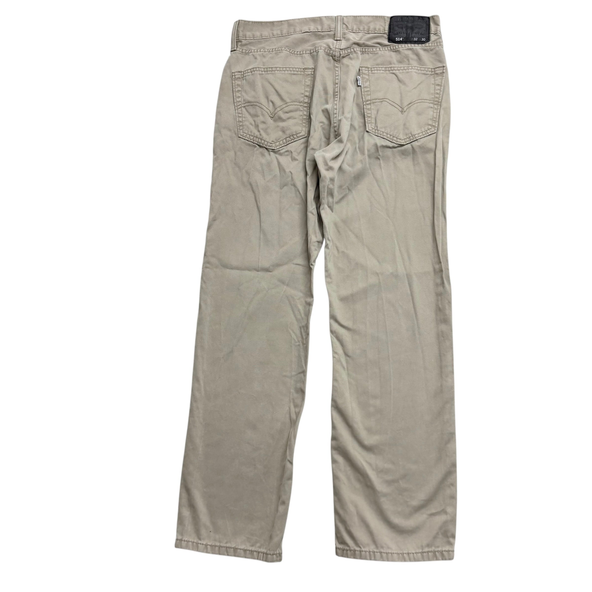 Levis 514 Trousers W32 L29 Mens Cream Regular Straight Fit Cotton Pants (E)