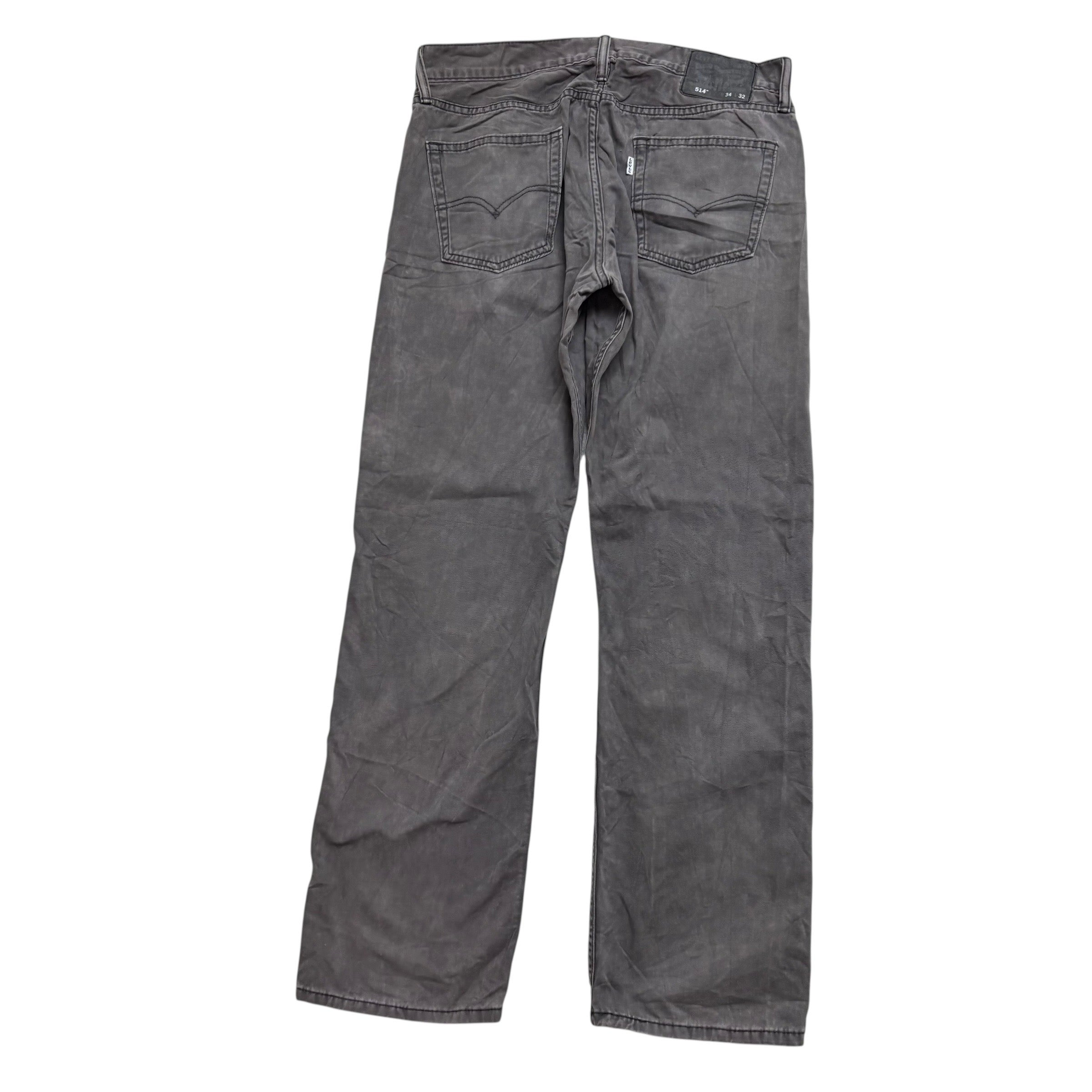 Levis 514 Trousers W34 L32 Mens Grey Regular Straight Fit Cotton Pants