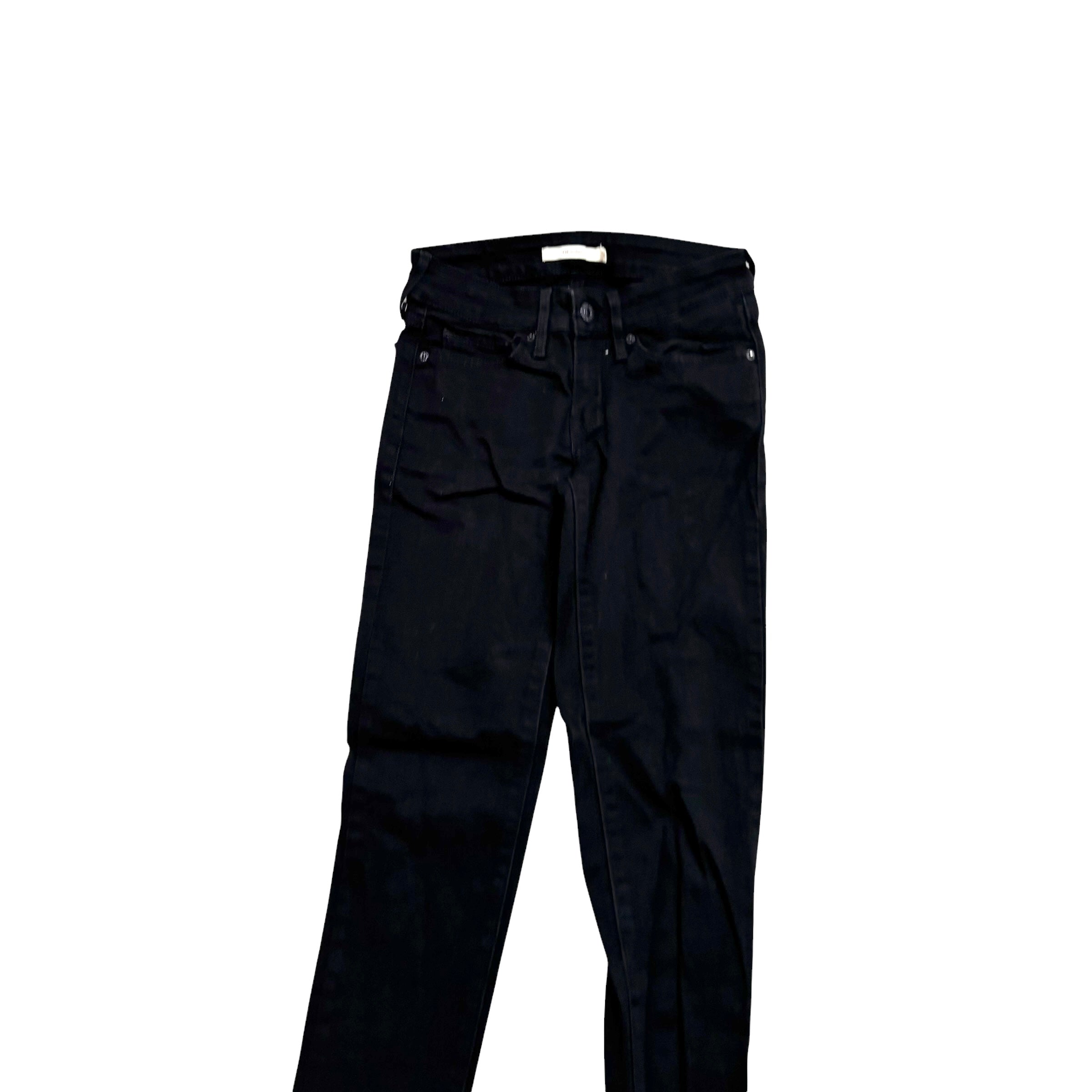 Levis 711 Jeans W24 L32 Womens Skinny Fit Black Stretch Denim (E)