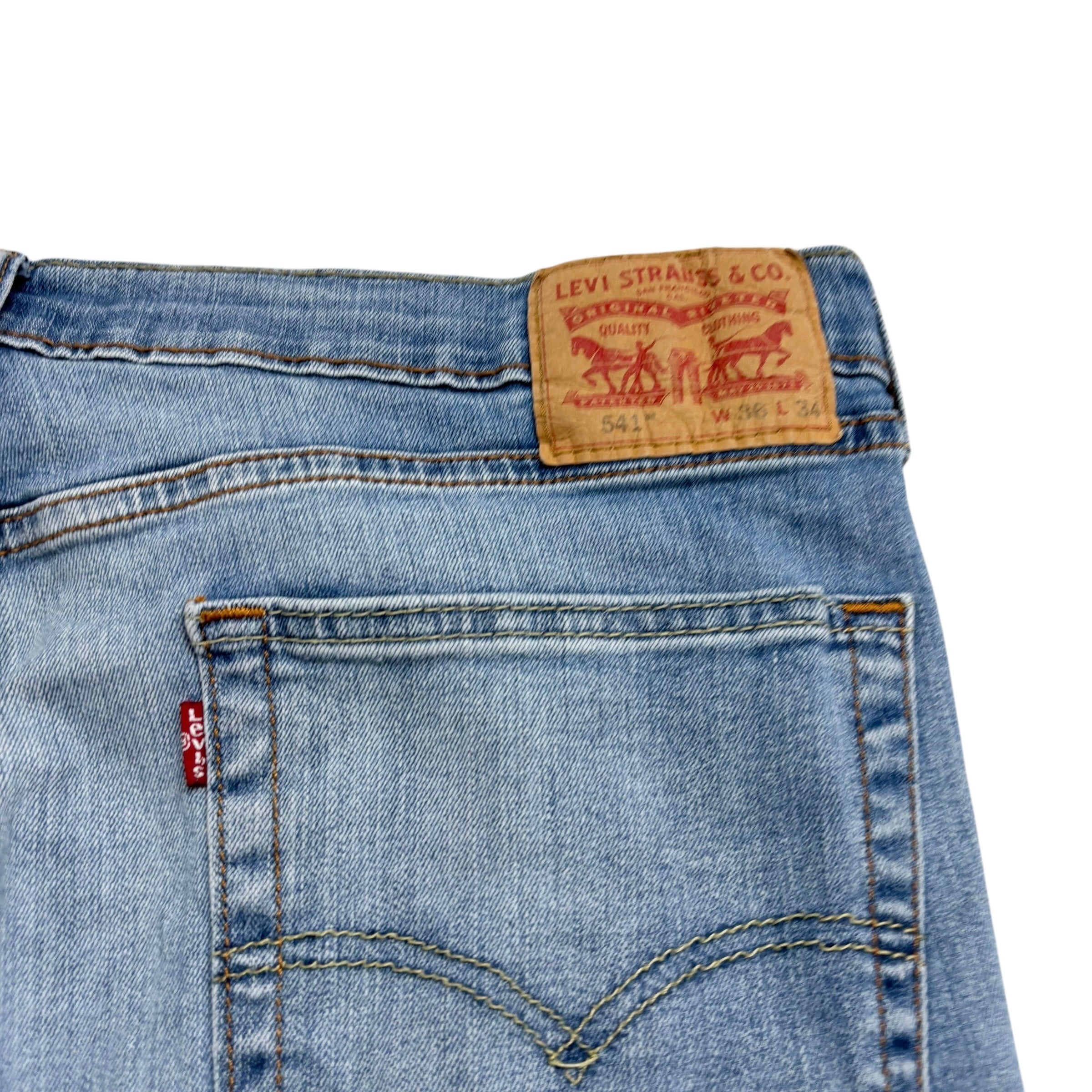 Levis 541 Jeans W36 L33 Mens Light Blue Athletic Tapered Fit Stretch Denim (F)