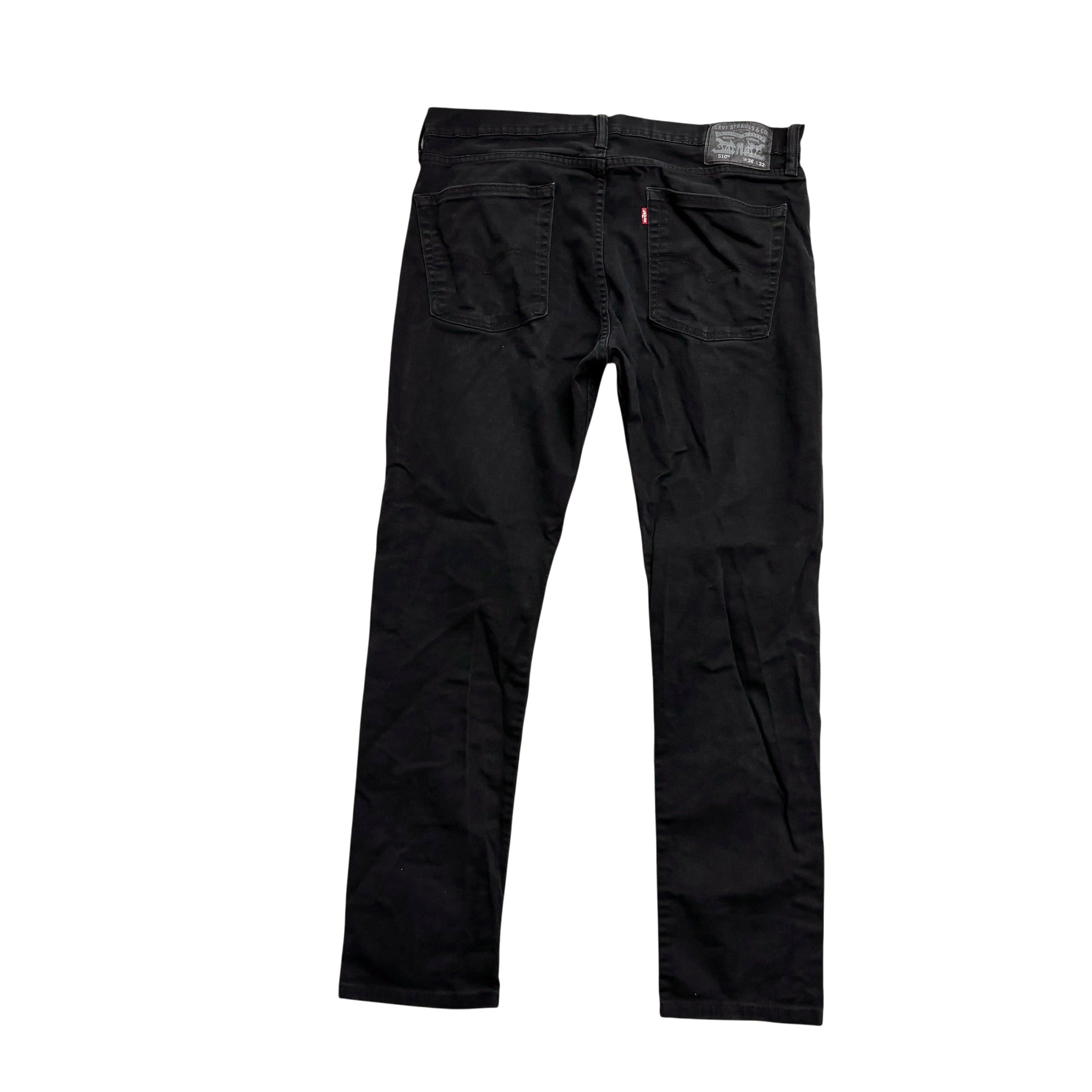 Levis 510 Jeans W36 L30 Mens Black Skinny Fit Stretch Denim (E)