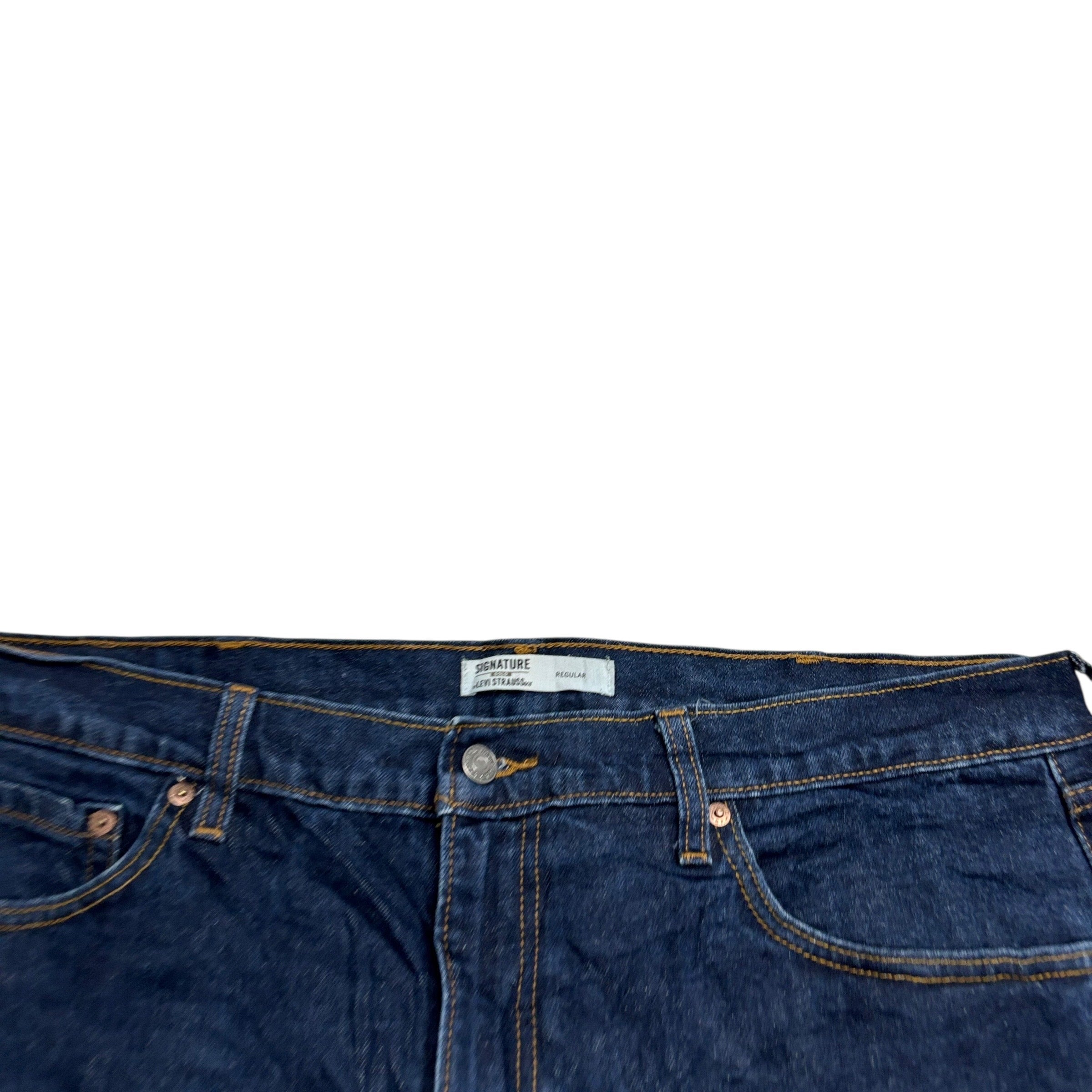 Levis Signature Jeans W40 L30 Mens Dark Blue Regular Straight Stretch Denim (E)