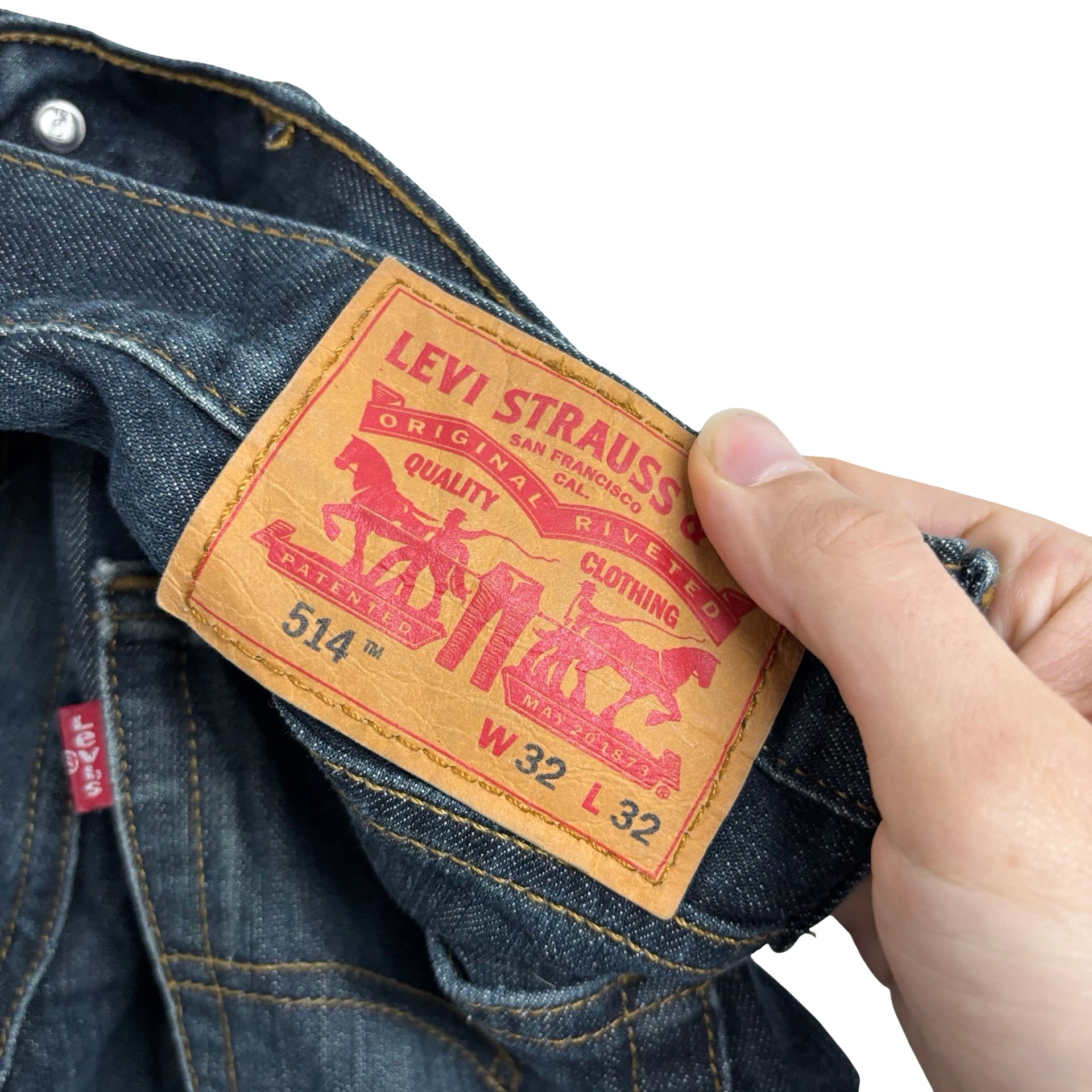 Levis 514 Jeans W32 L32 Mens Dark Blue Regular Straight Fit Denim (E)