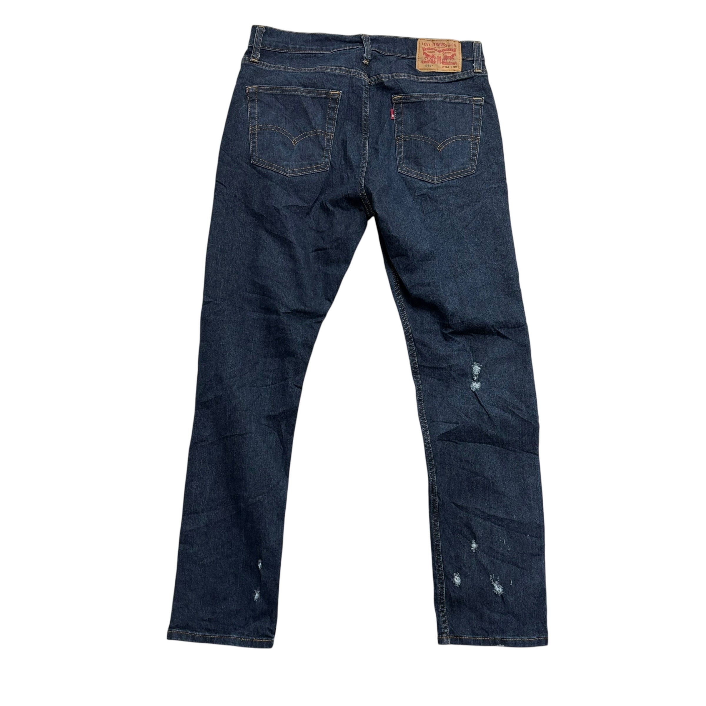 Levis 511 Jeans W34 L32 Mens Dark Blue Slim Fit Stretch Denim (F)