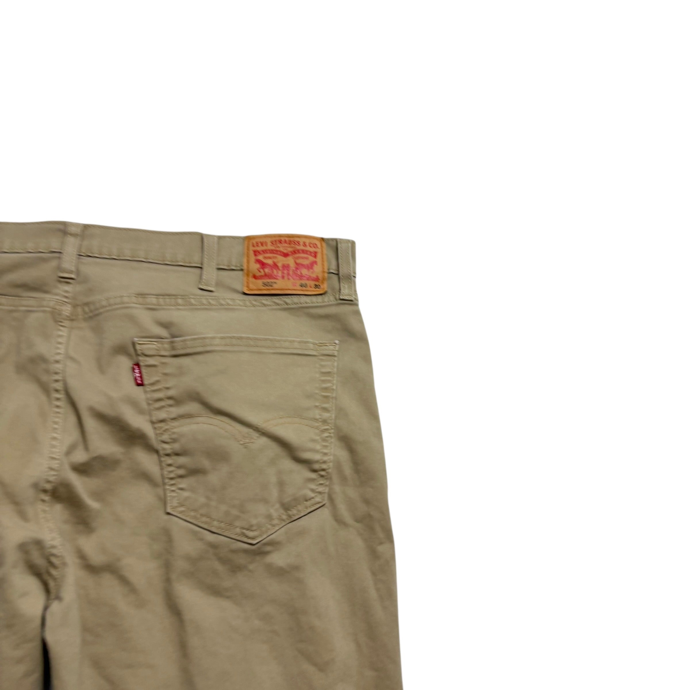Levis 502 Trousers W40 L30 Mens Beige Regular Tapered Fit Stretch Pants (E)