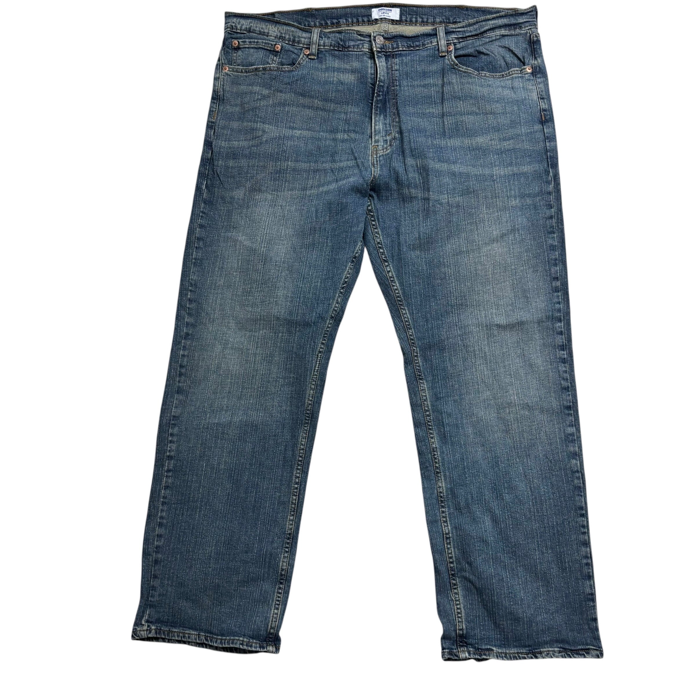 Levis Denizen Jeans W42 L30 Mens Mid Blue Relaxed Straight Stretch Denim (E)