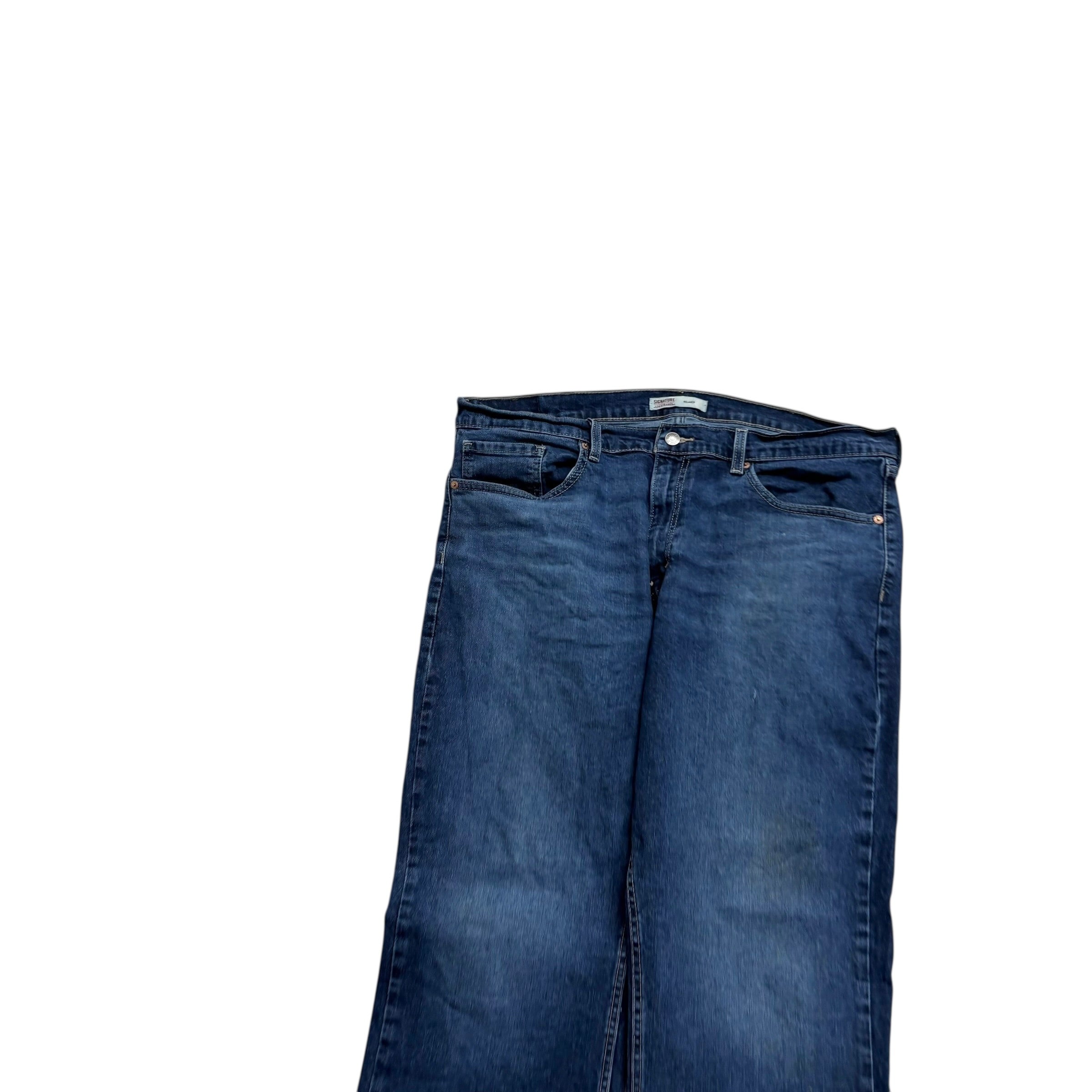 Levis Signature Jeans W38 L32 Mens Dark Blue Relaxed Fit Stretch Denim (F)