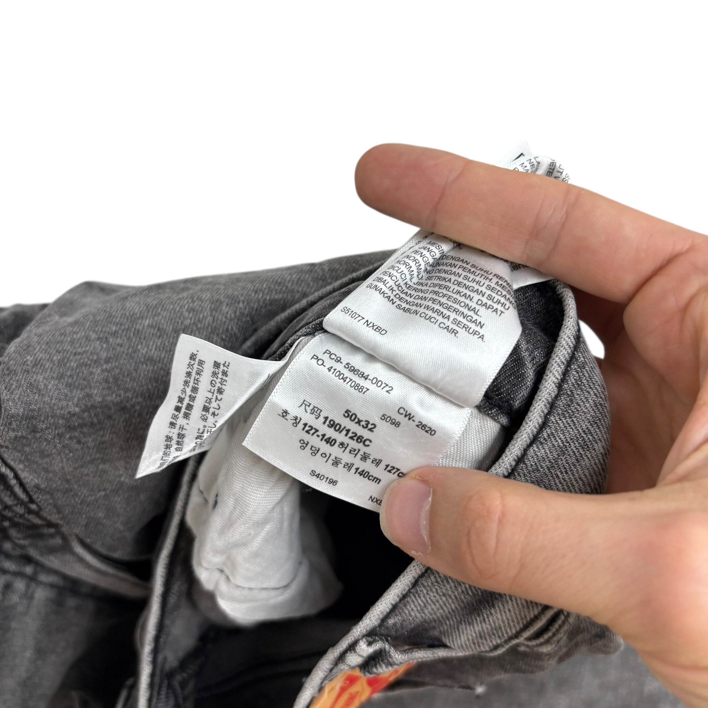 Levis 541 Jeans W50 L30 Mens Grey Athletic Tapered Fit Stretch Denim