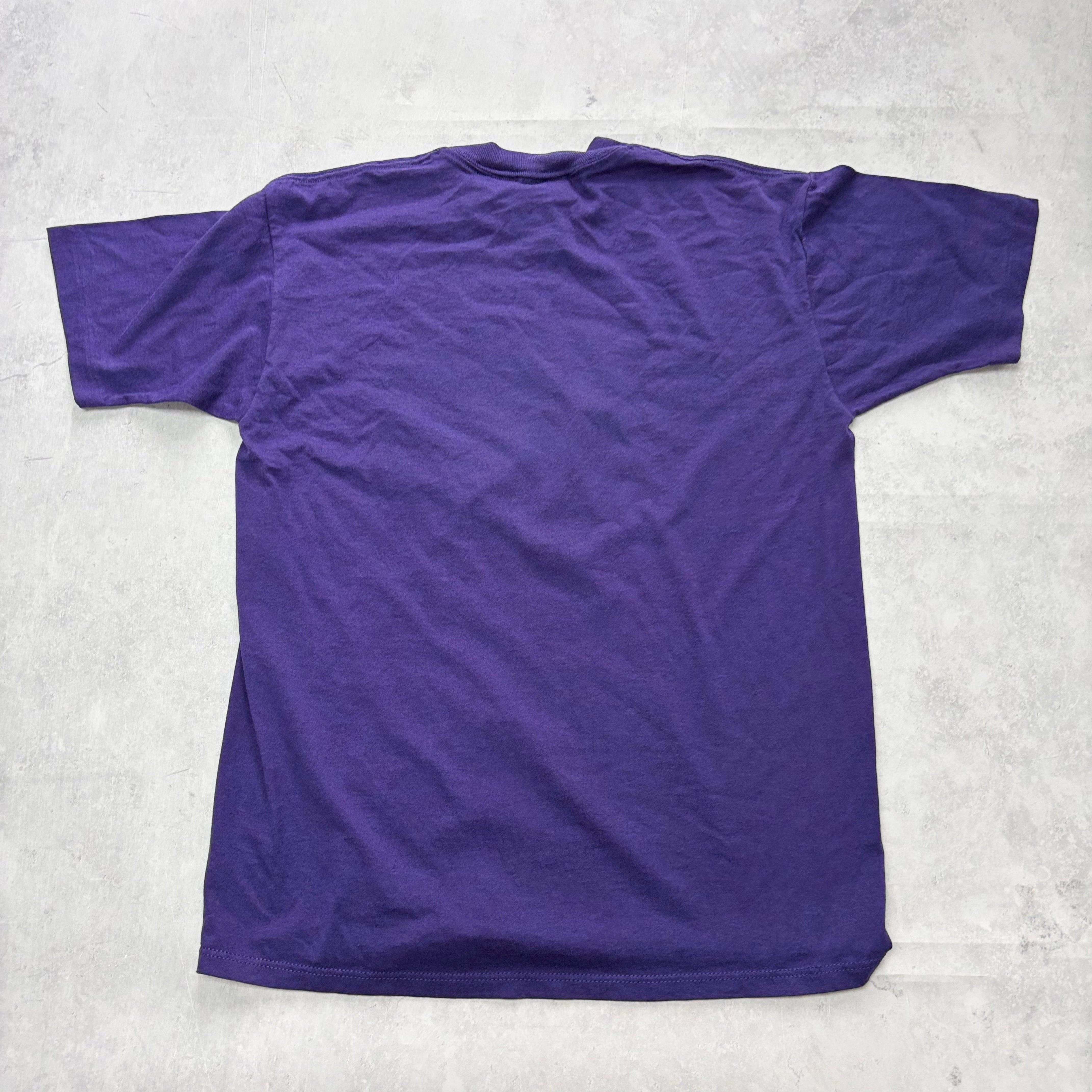 Vintage T Shirt Mens Medium Purple Single Stitch Graphic Print 90s Tourist (E)