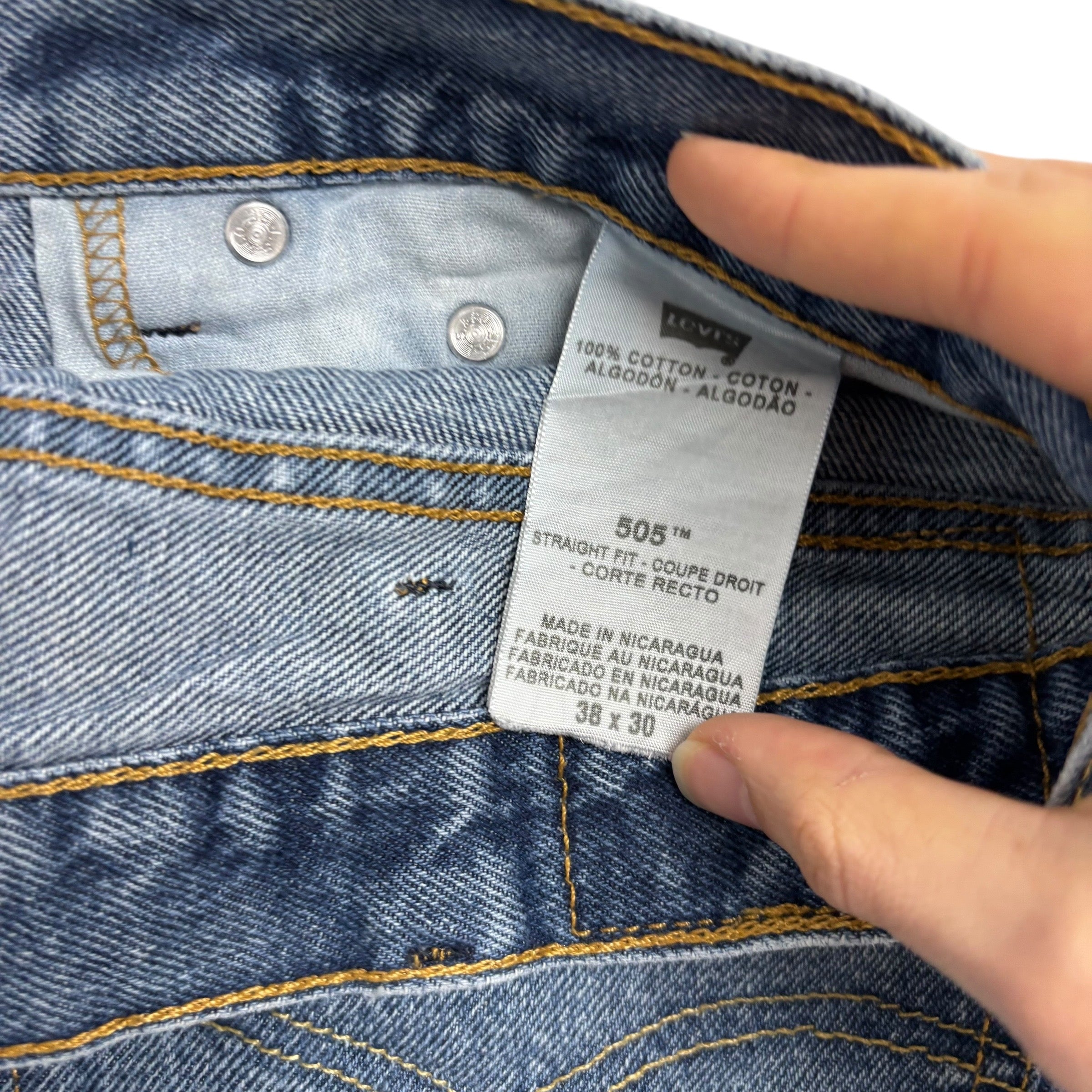 Levis 505 Jeans W38 L30 Mens Mid Blue Regular Straight Fit Vintage Denim