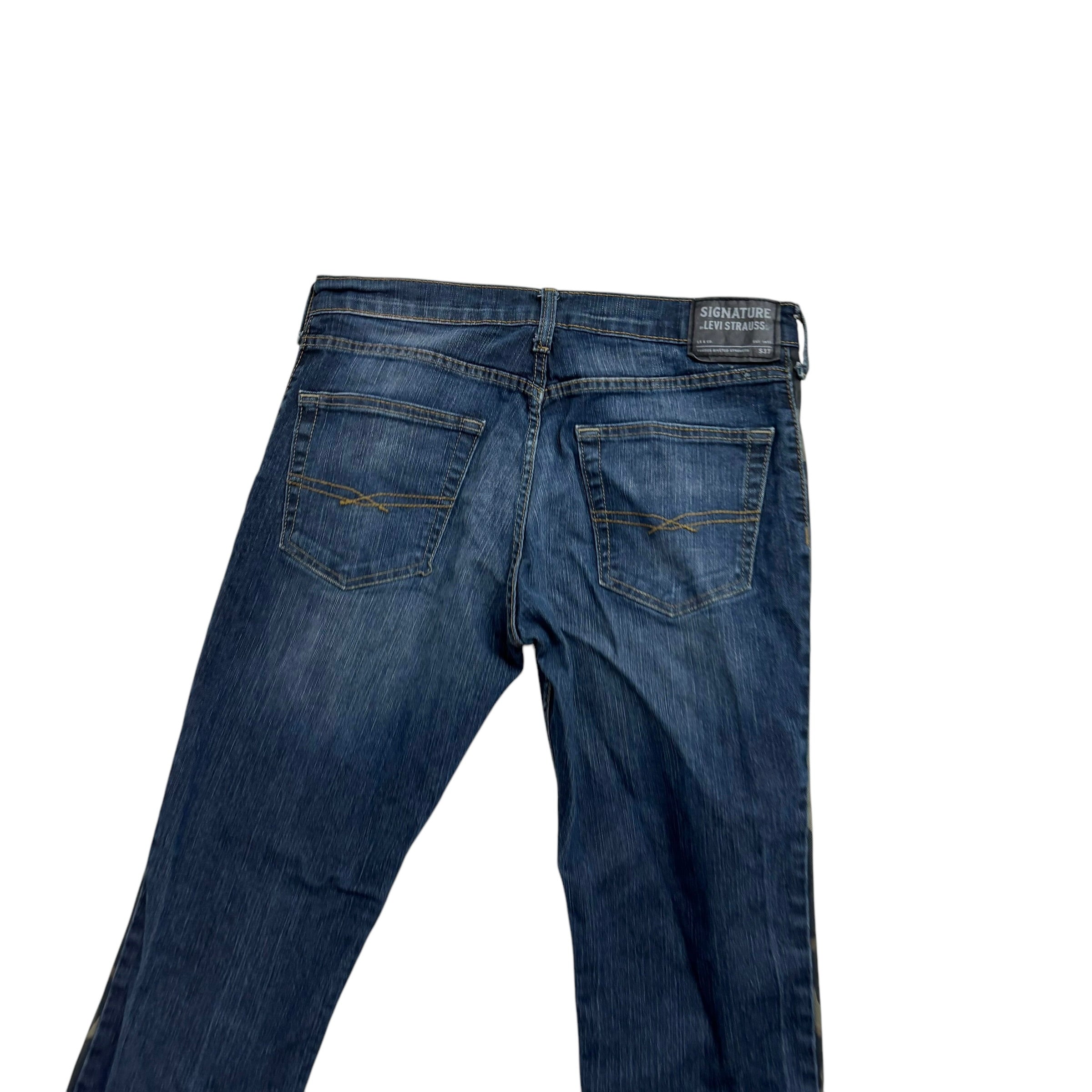 Levis Signature Jeans W32 L32 Mens Dark Blue Slim Straight Fit Stretch Denim (E)
