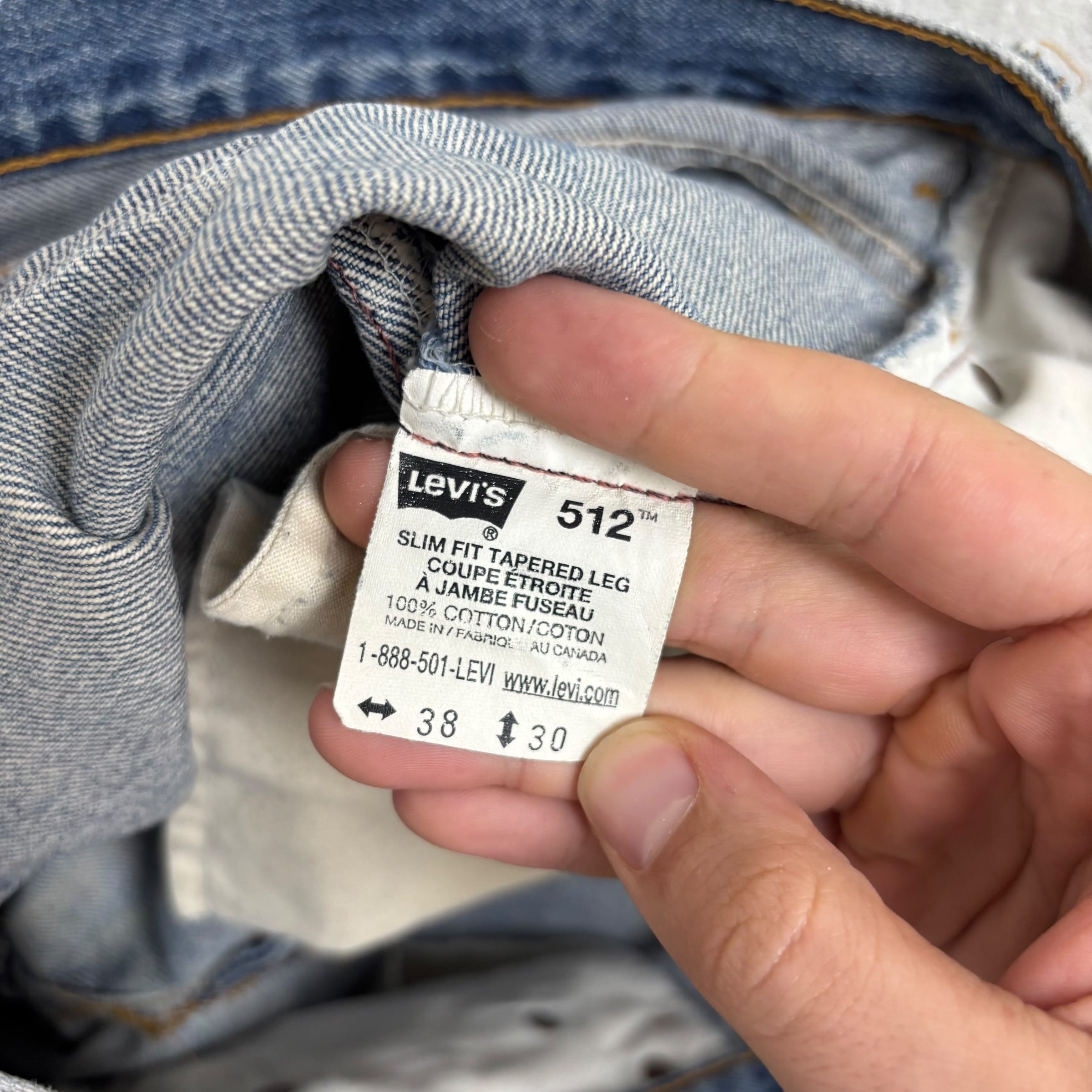 Levis 512 Jeans W38 L30 Mens Mid Blue Slim Tapered Fit Vintage Denim (F)